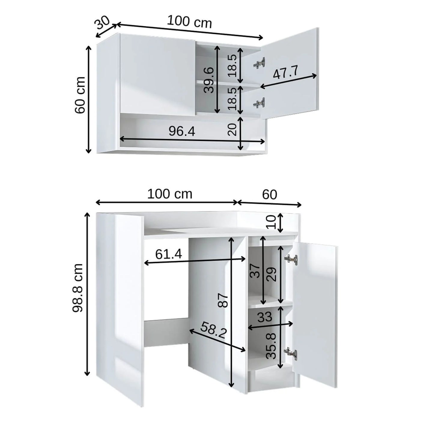 Roomart Derin - Washing Machine Cabinet with Cupboard and Wall Unit, 100cm