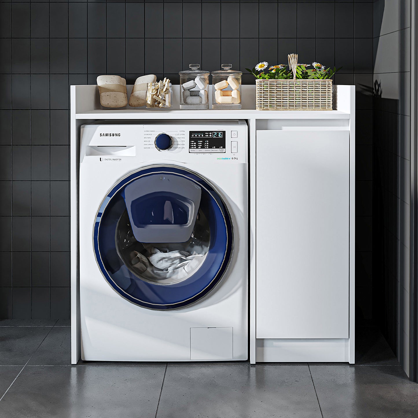 Roomart Derin - Washing Machine Cabinet with Cupboard, 100cm
