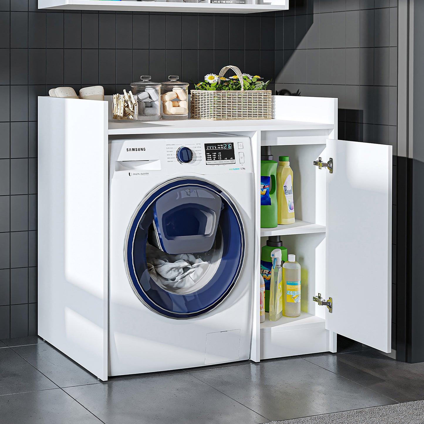 Roomart Derin - Washing Machine Cabinet with Cupboard, 100cm