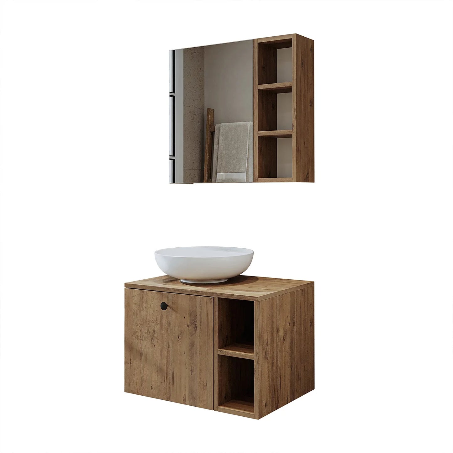 Roomart Lotus - Bathroom Cabinet Set of 2 with Washbasin
