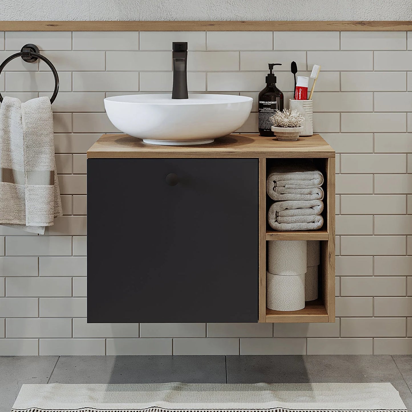 Roomart Lotus - Bathroom Cabinet with Washbasin, 75cm
