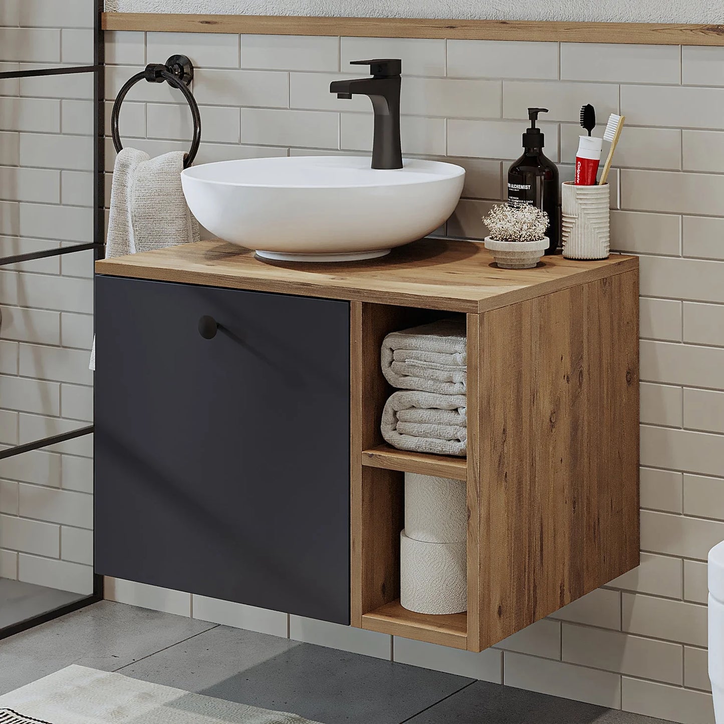 Roomart Lotus - Bathroom Cabinet with Washbasin, 75cm