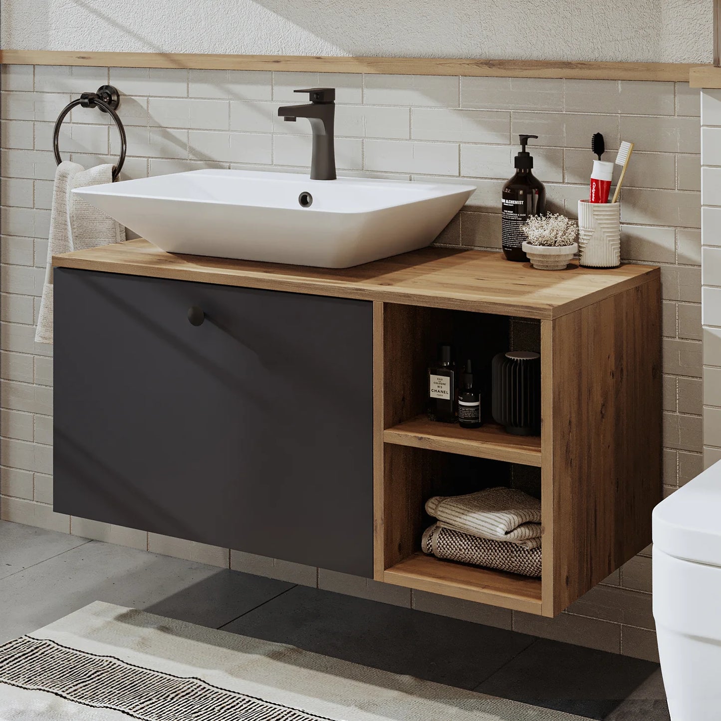 Roomart Lotus - Bathroom Cabinet with Washbasin, 75cm