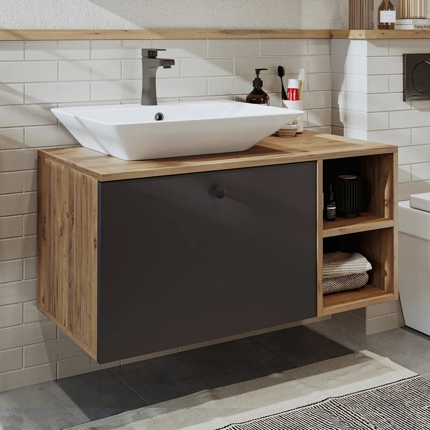 Roomart Lotus - Bathroom Cabinet with Washbasin, 75cm