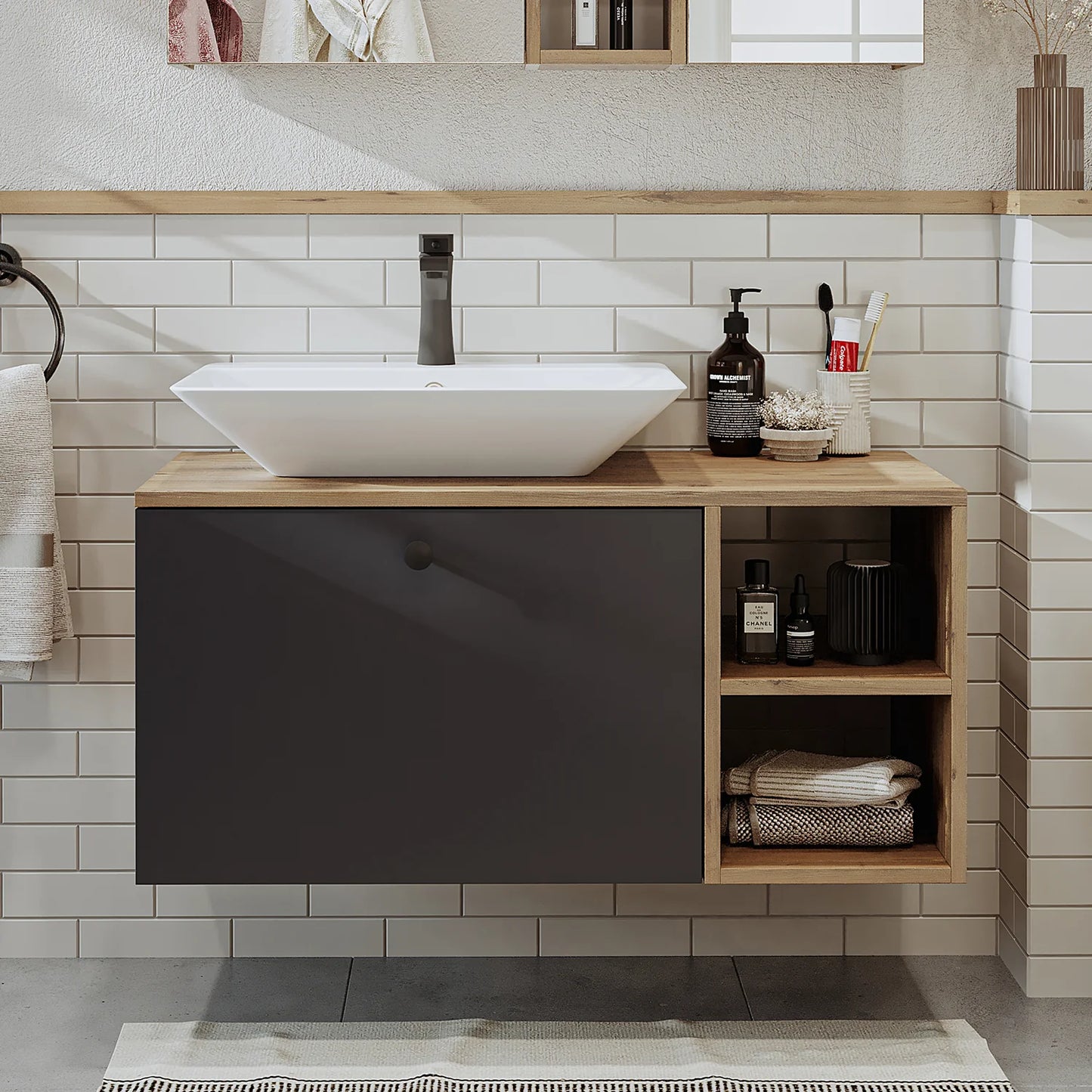 Roomart Lotus - Bathroom Cabinet with Washbasin, 75cm