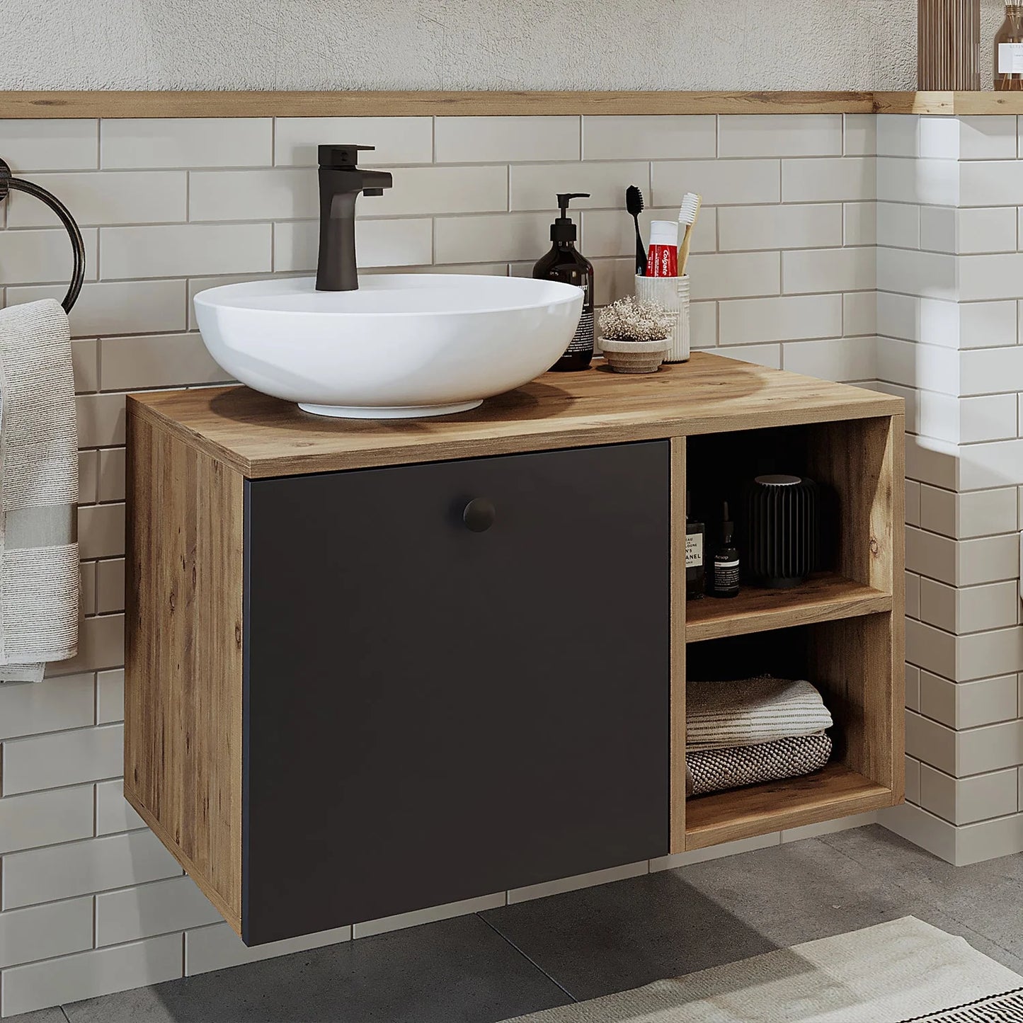 Roomart Lotus - Bathroom Cabinet with Washbasin, 75cm