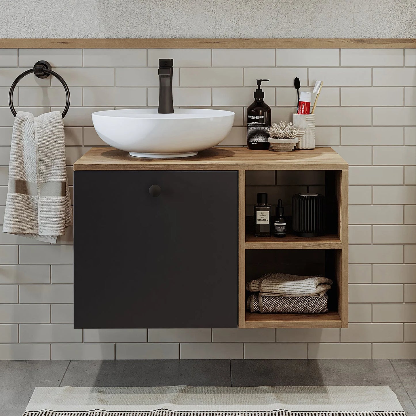 Roomart Lotus - Bathroom Cabinet with Washbasin, 75cm