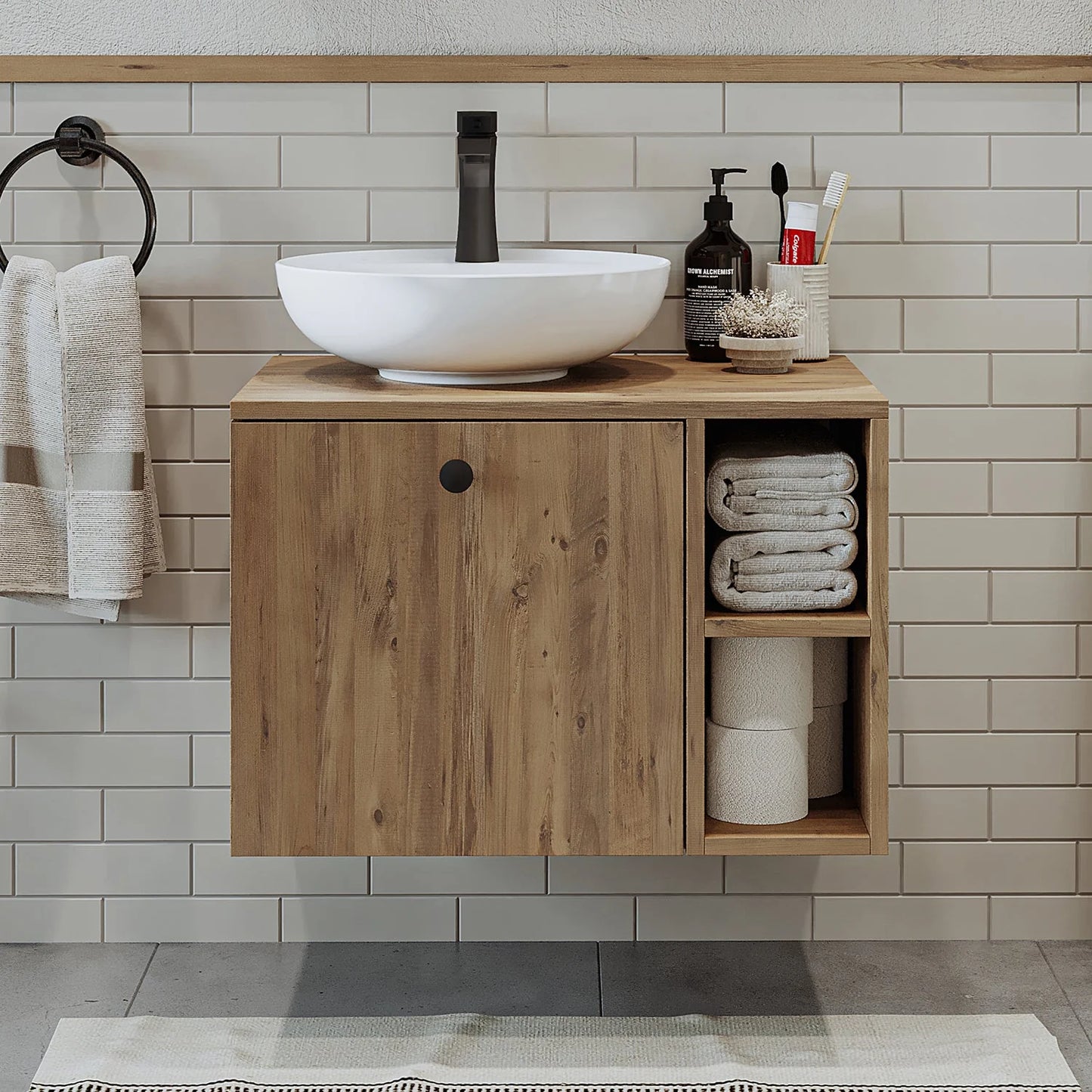Roomart Lotus - Bathroom Cabinet with Washbasin, 75cm