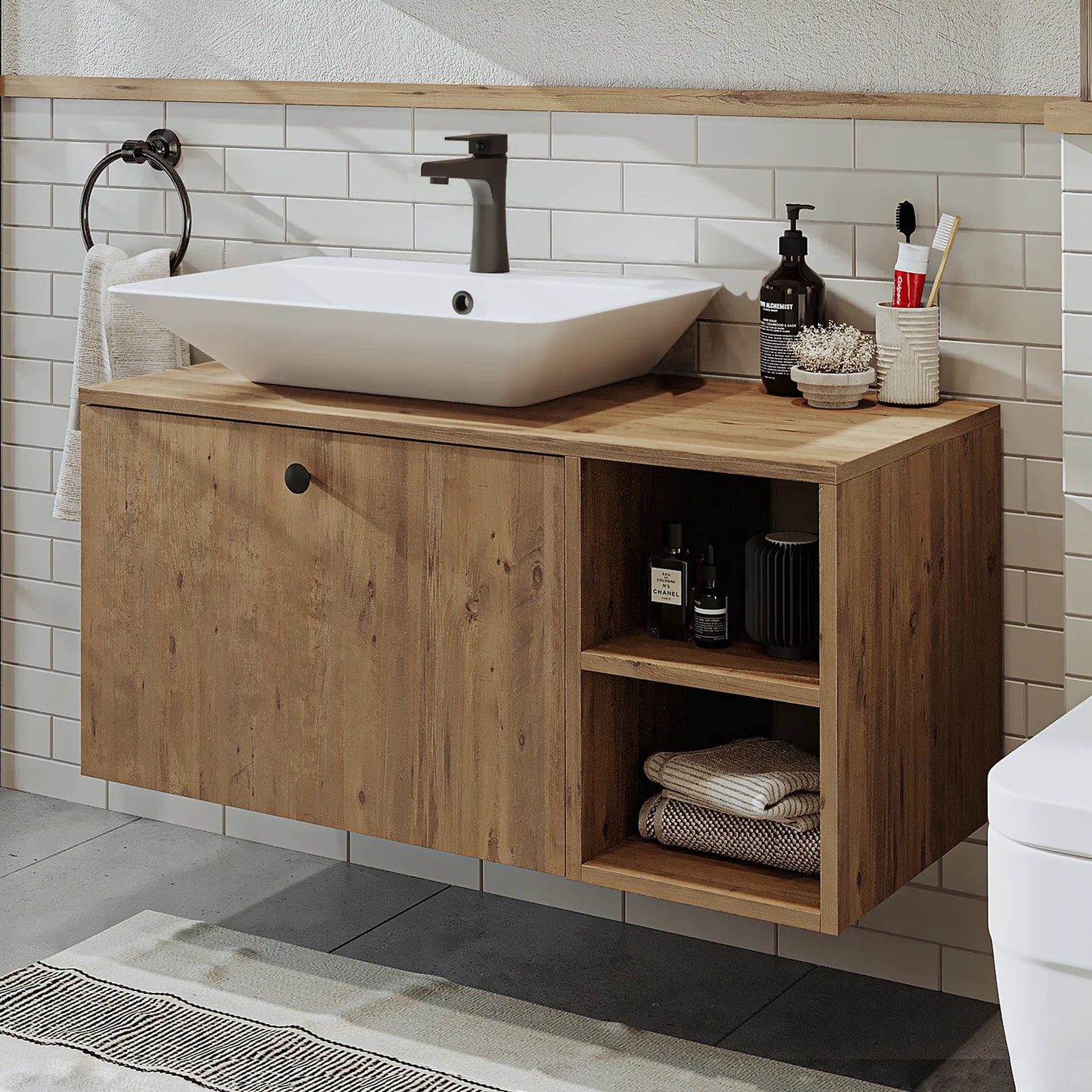 Roomart Lotus - Bathroom Cabinet with Washbasin, 75cm