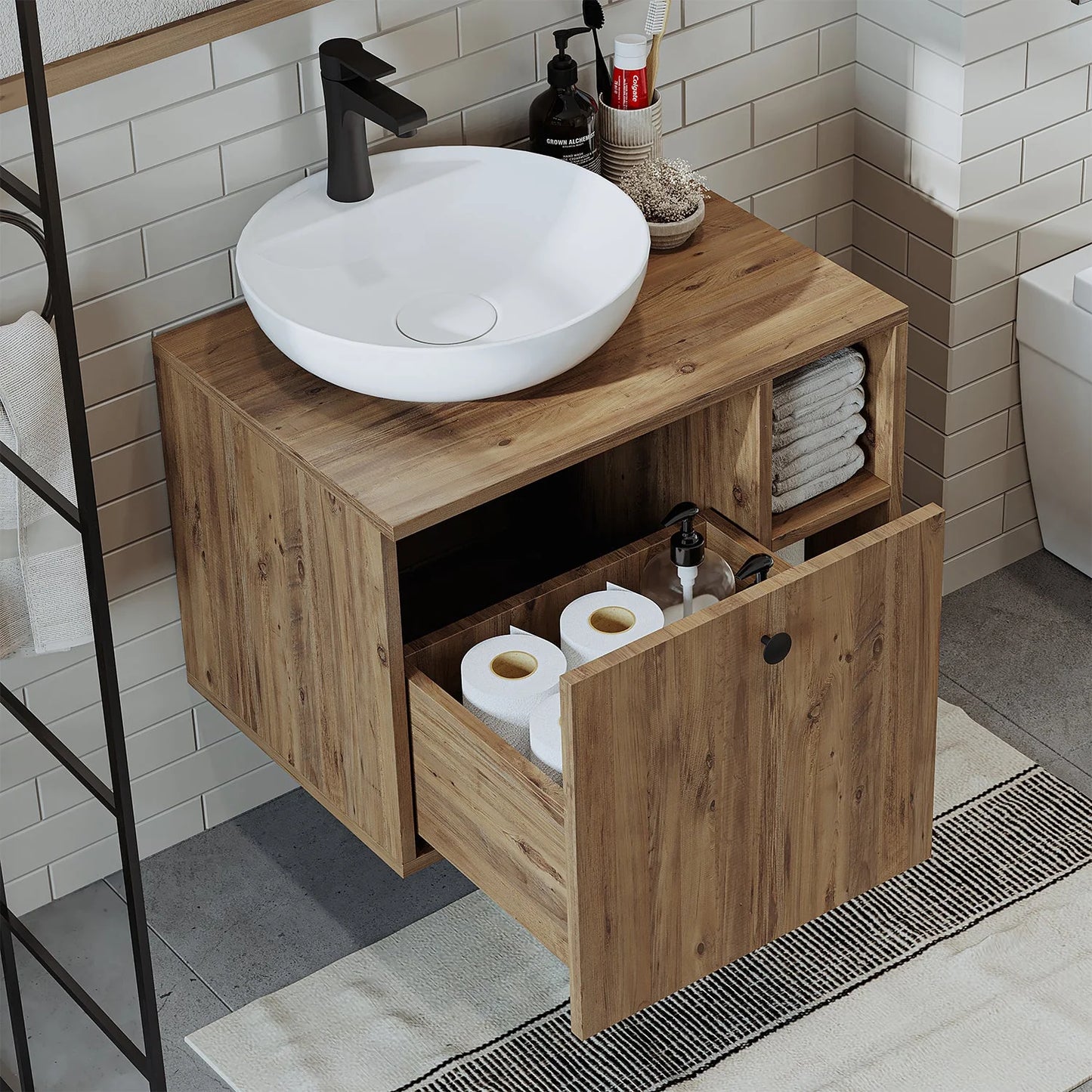 Roomart Lotus - Bathroom Cabinet with Washbasin, 75cm