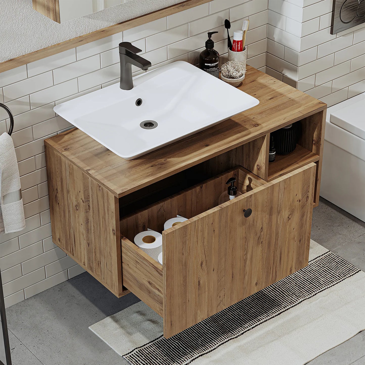 Roomart Lotus - Bathroom Cabinet with Washbasin, 75cm