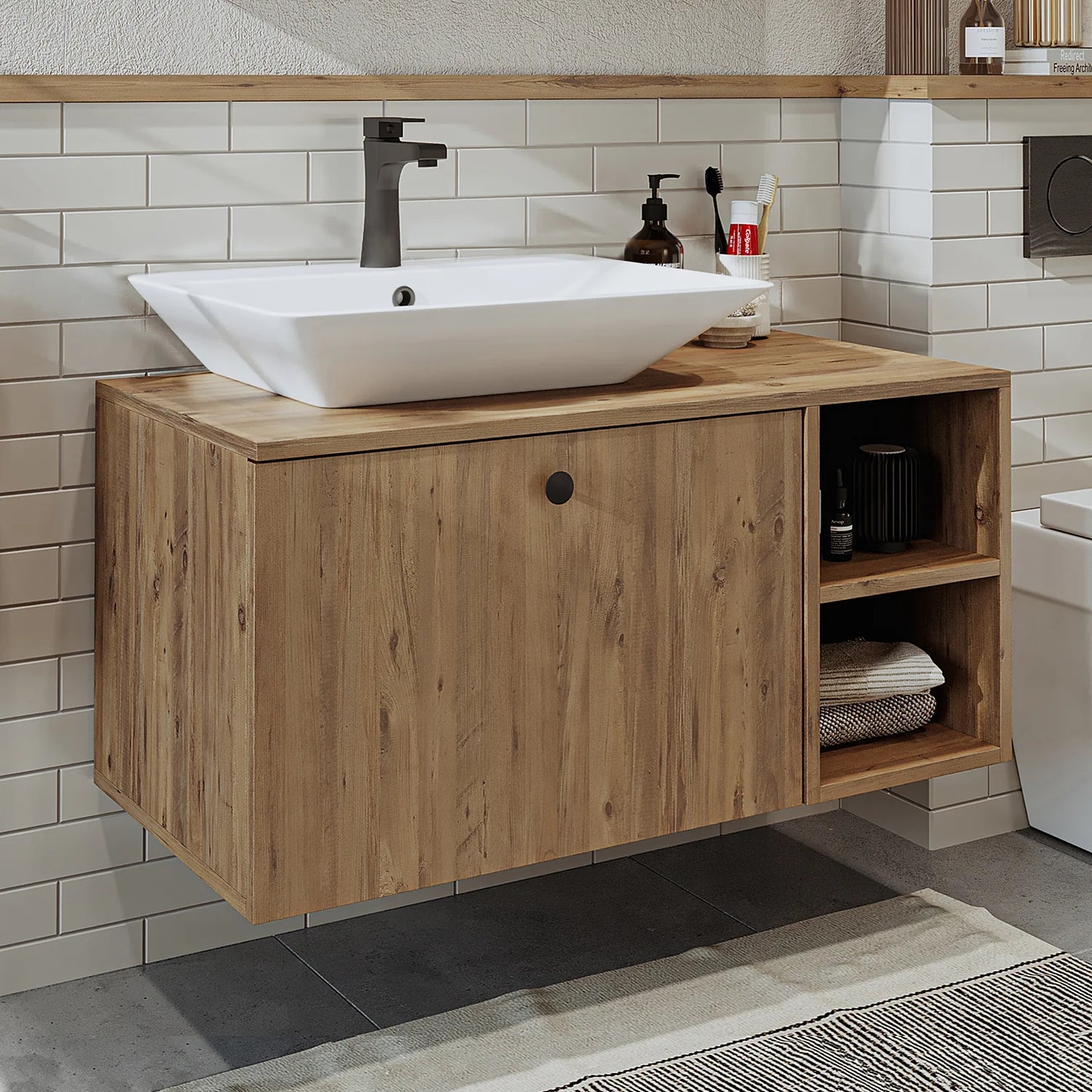Roomart Lotus - Bathroom Cabinet with Washbasin, 75cm