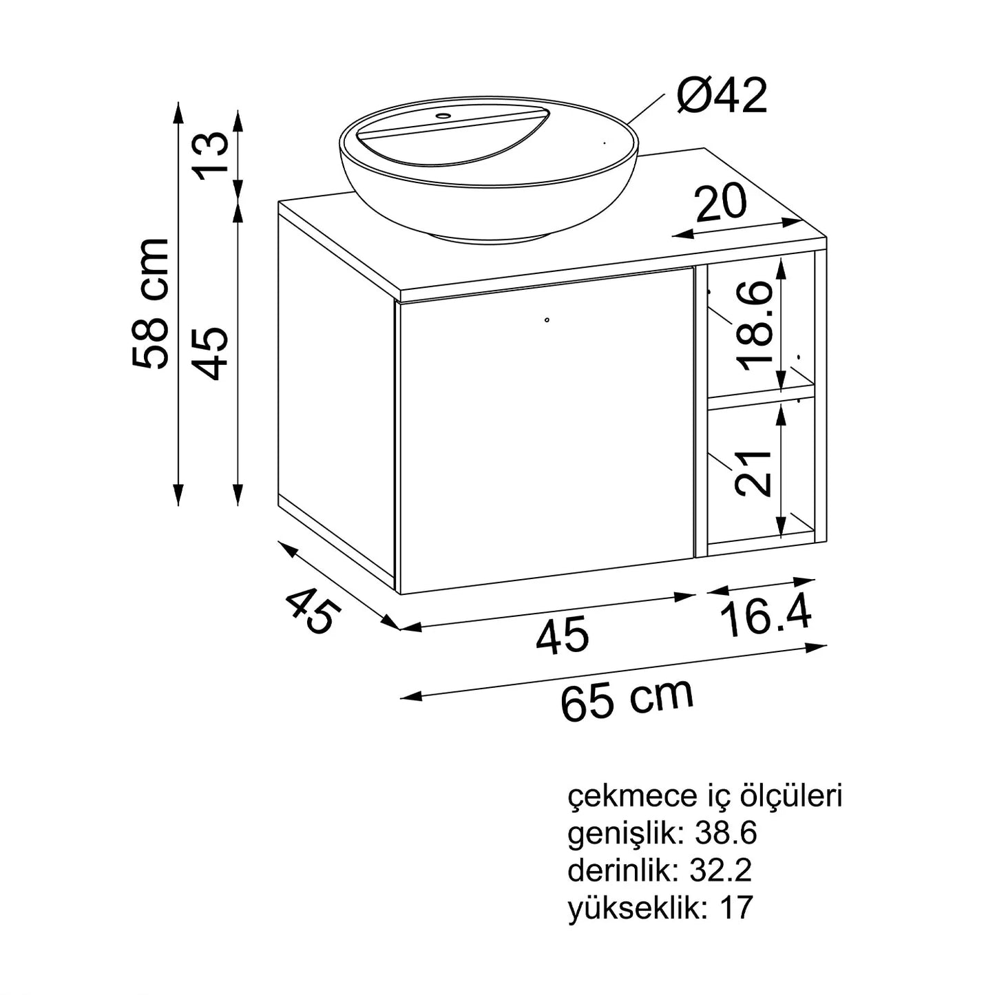 Roomart Lotus - Bathroom Cabinet with Washbasin, 75cm