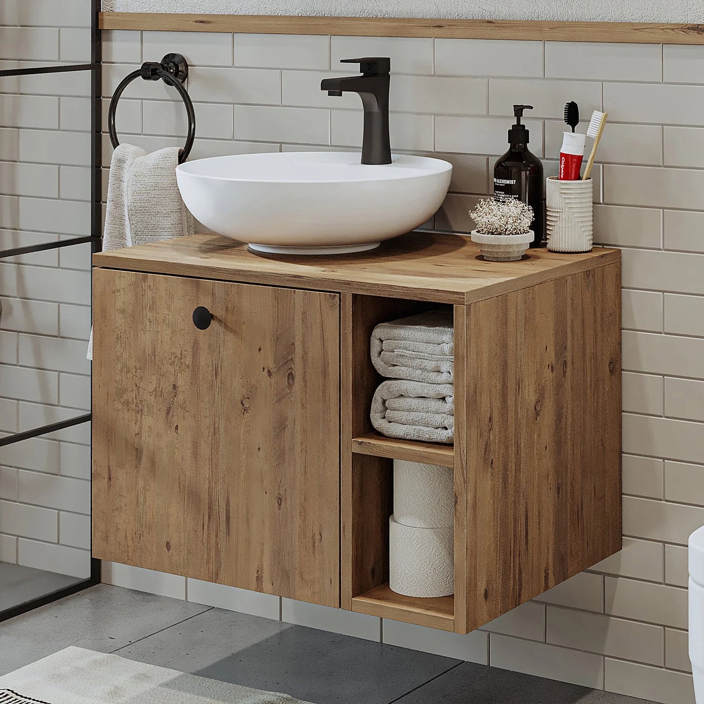 Roomart Lotus - Bathroom Cabinet with Washbasin, 75cm