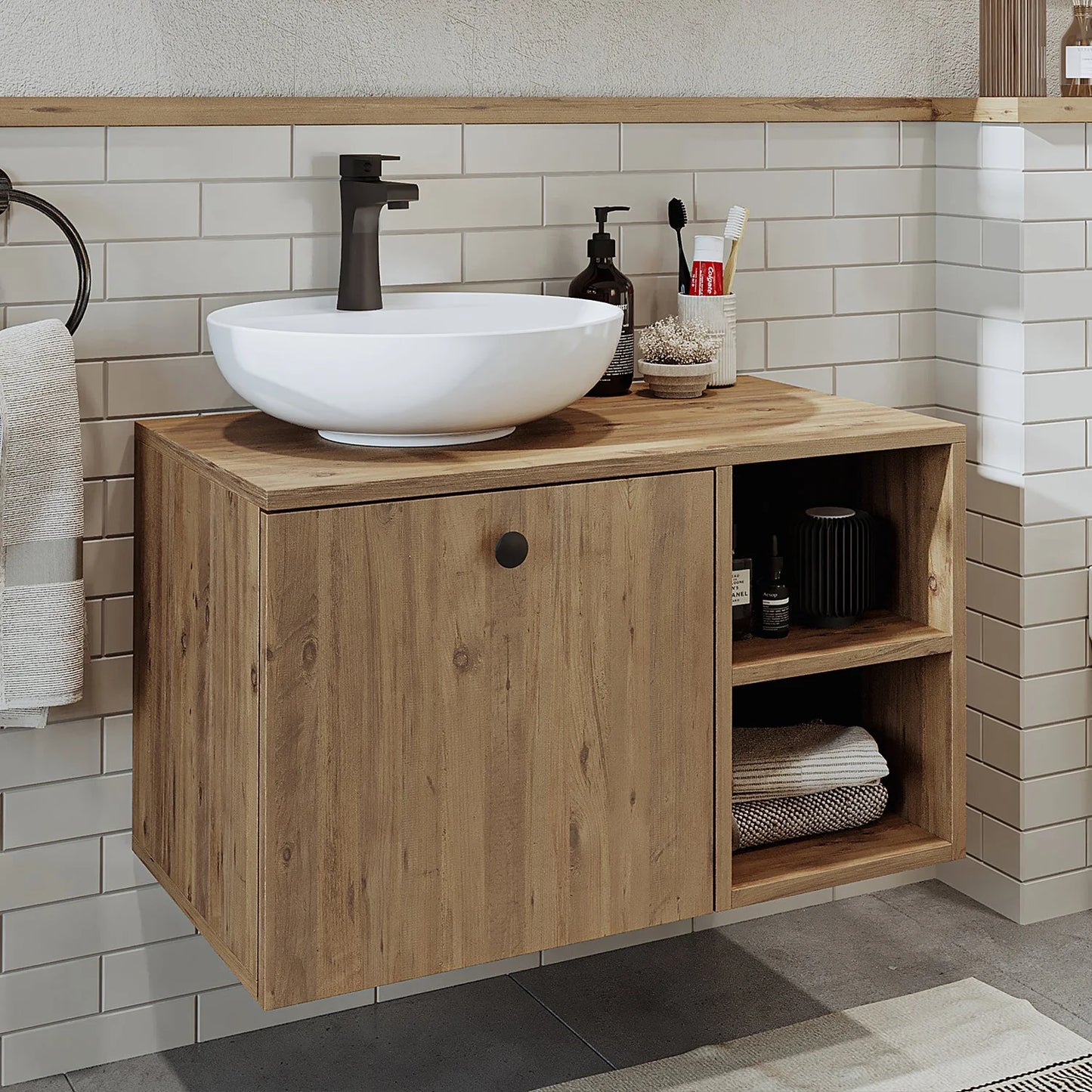 Roomart Lotus - Bathroom Cabinet with Washbasin, 75cm