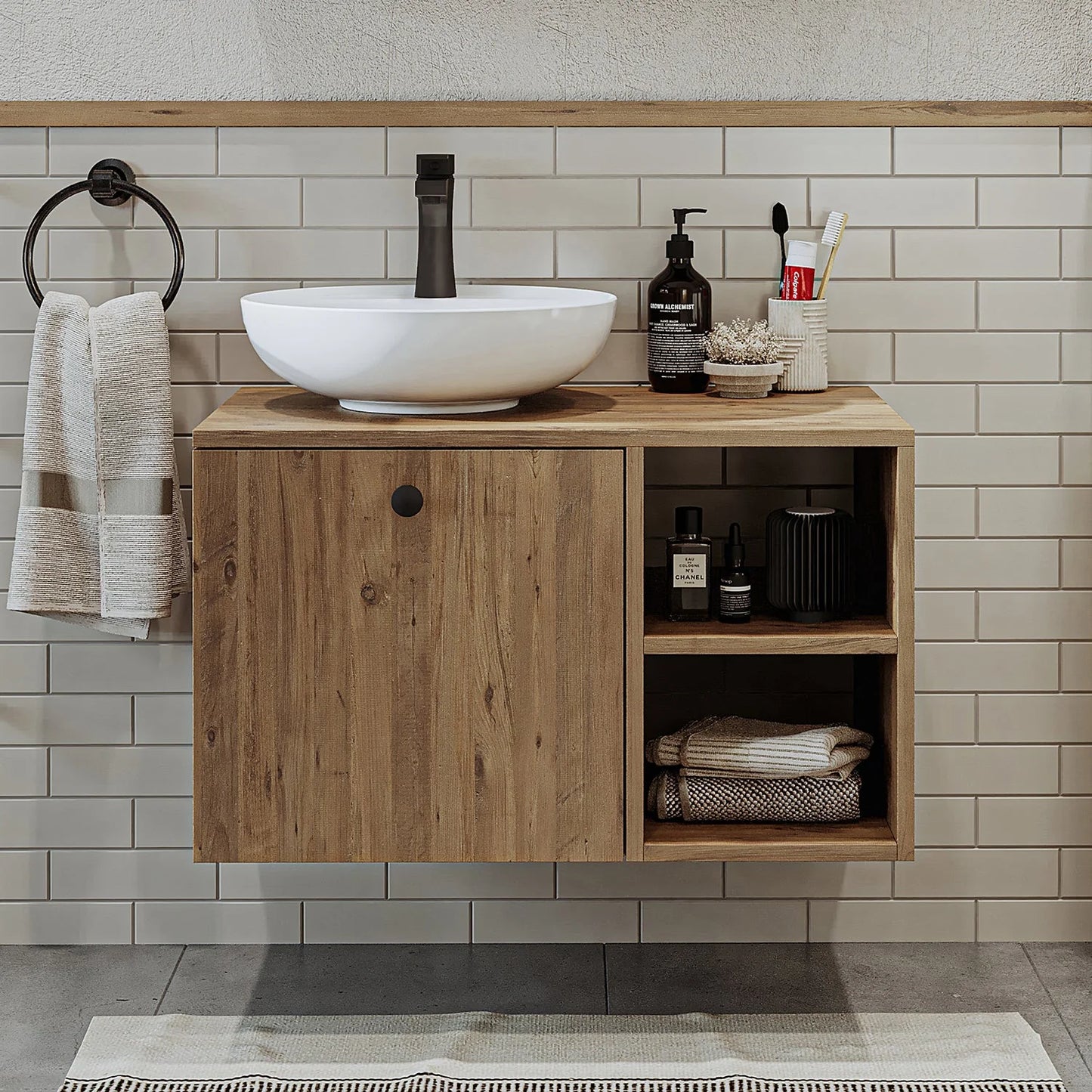 Roomart Lotus - Bathroom Cabinet with Washbasin, 75cm