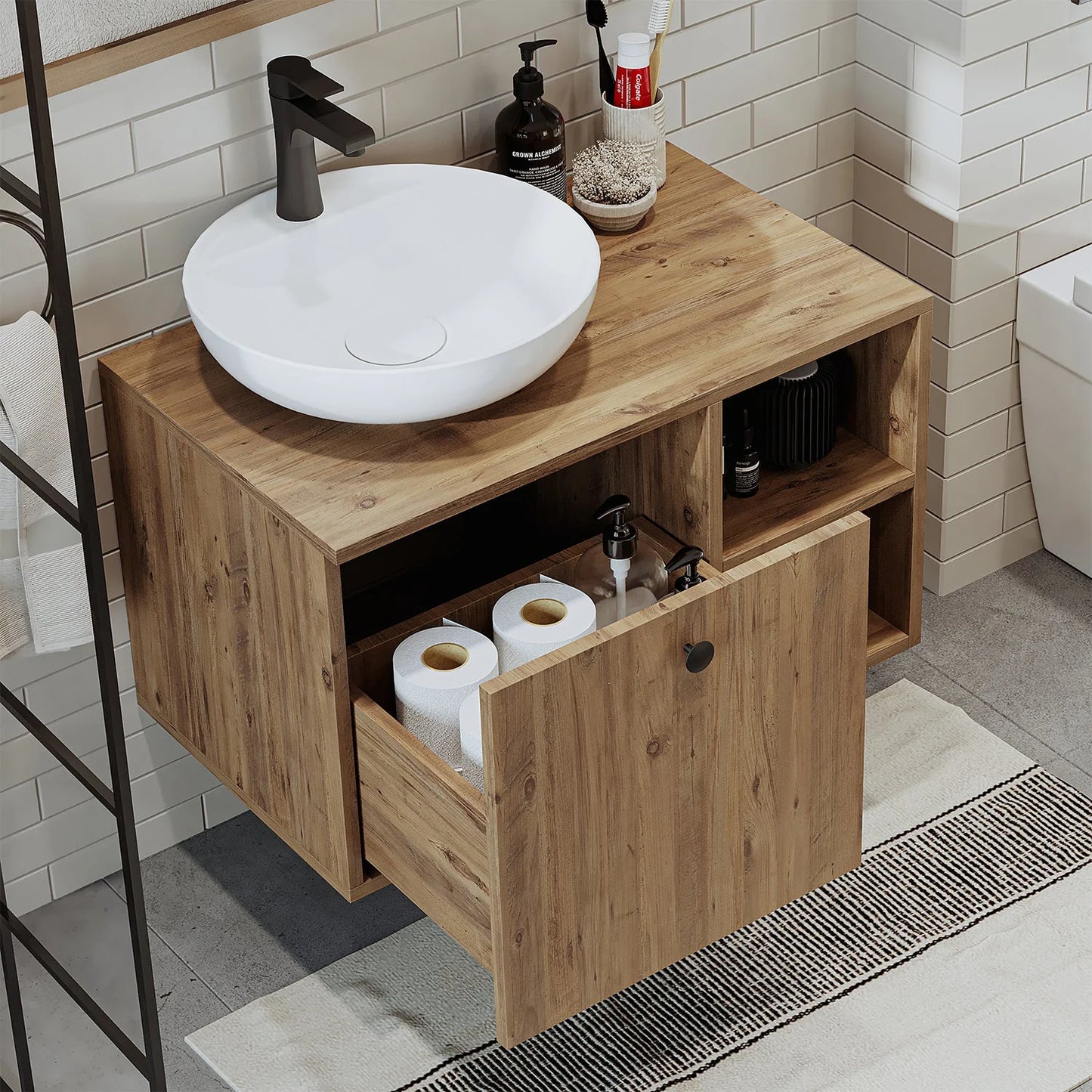Roomart Lotus - Bathroom Cabinet with Washbasin, 75cm