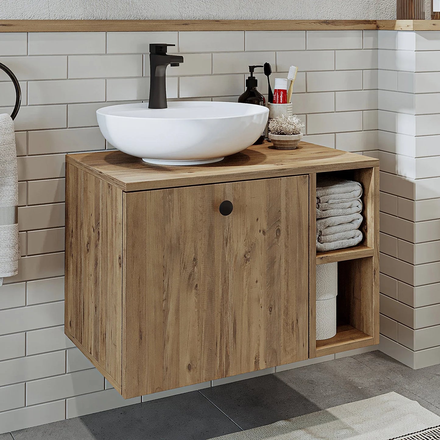 Roomart Lotus - Bathroom Cabinet with Washbasin, 75cm