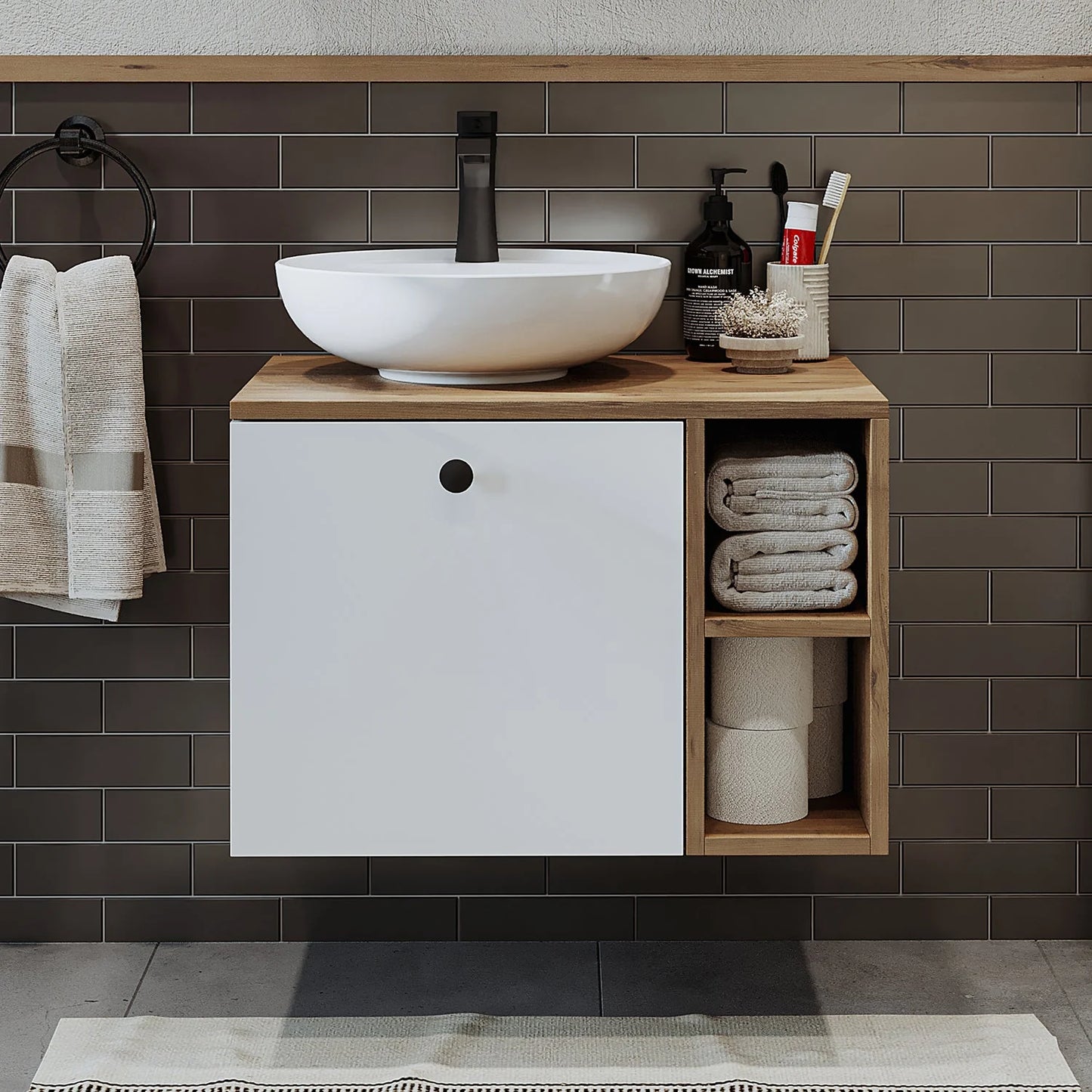 Roomart Lotus - Bathroom Cabinet with Washbasin, 75cm