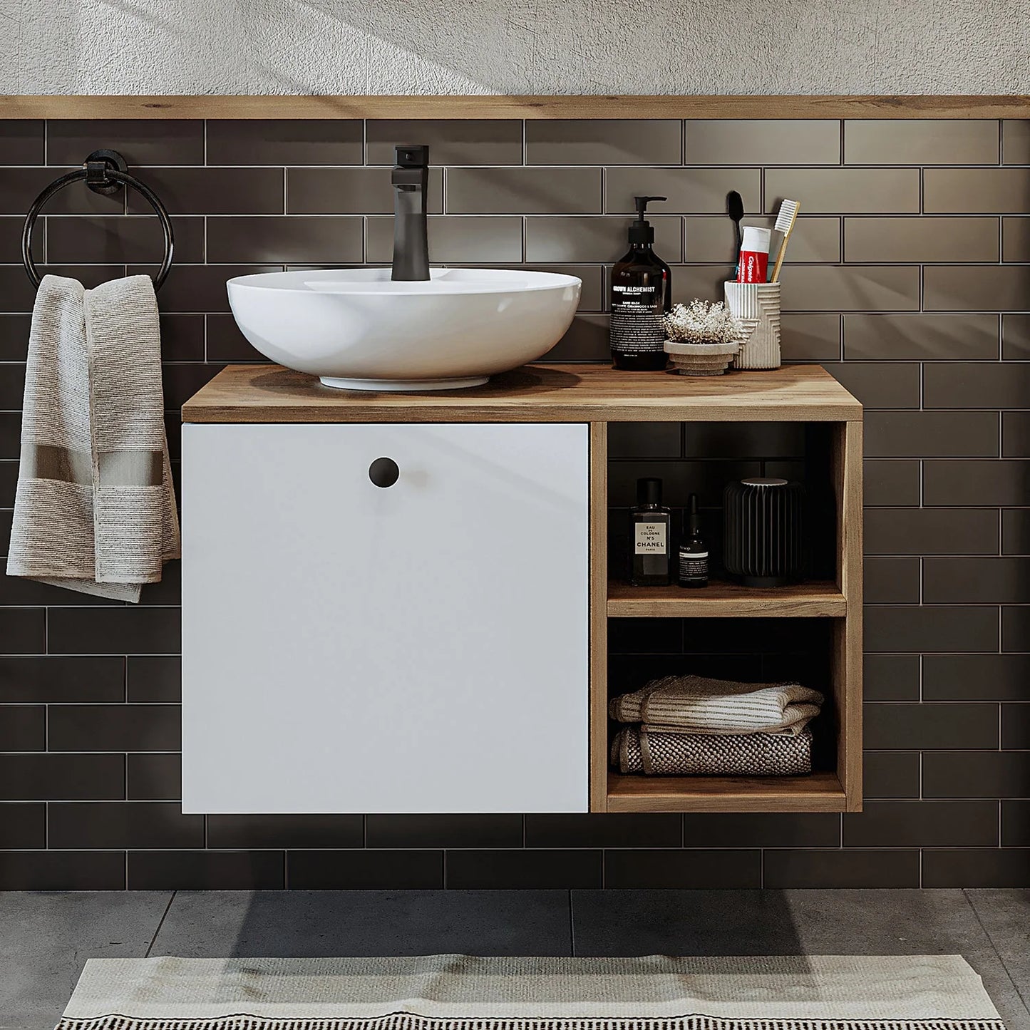 Roomart Lotus - Bathroom Cabinet with Washbasin, 75cm