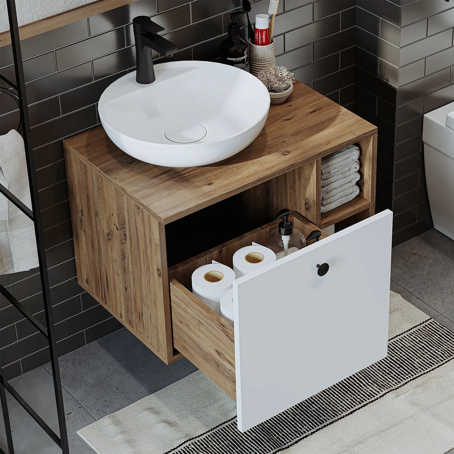 Roomart Lotus - Bathroom Cabinet with Washbasin, 75cm