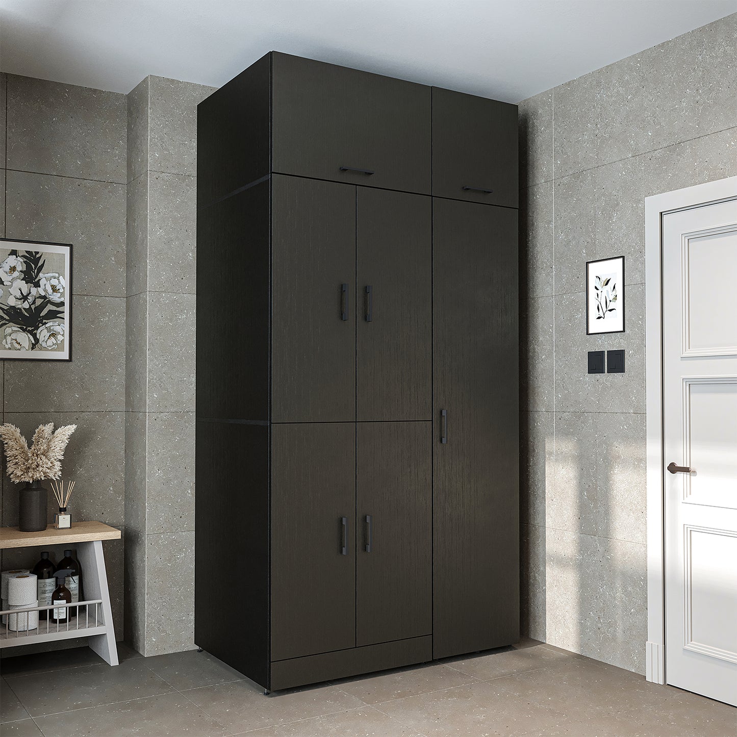 Roomart Dora - Washer & Dryer Cabinet with Side Storage - 115cm