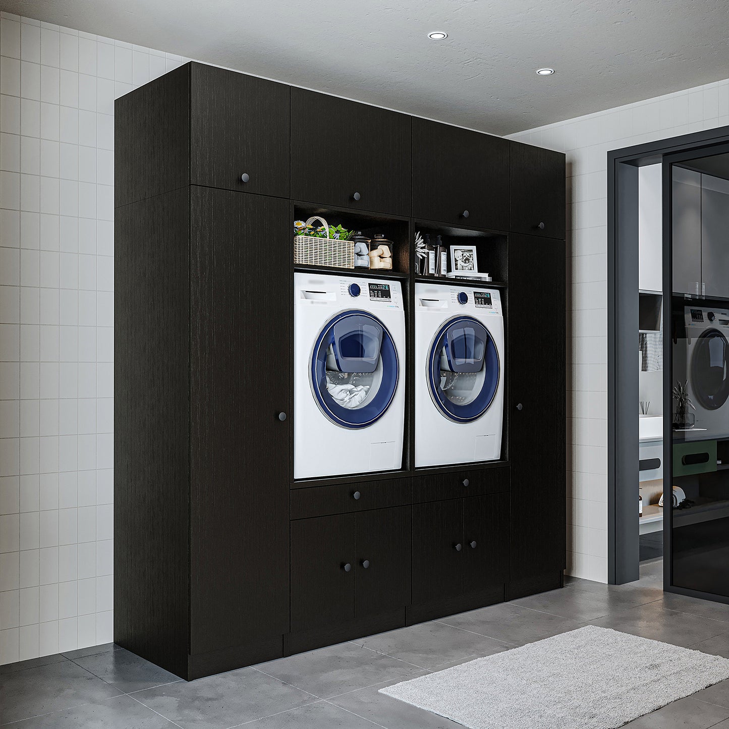 Roomart 1000 Luxe Line — Twin Washer & Dryer with Matching Side Cabinets