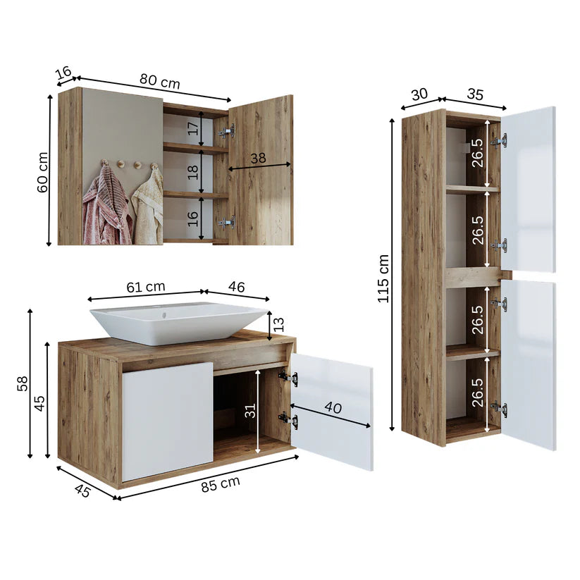 Roomart Atlantic 3-Piece Bathroom Furniture Set