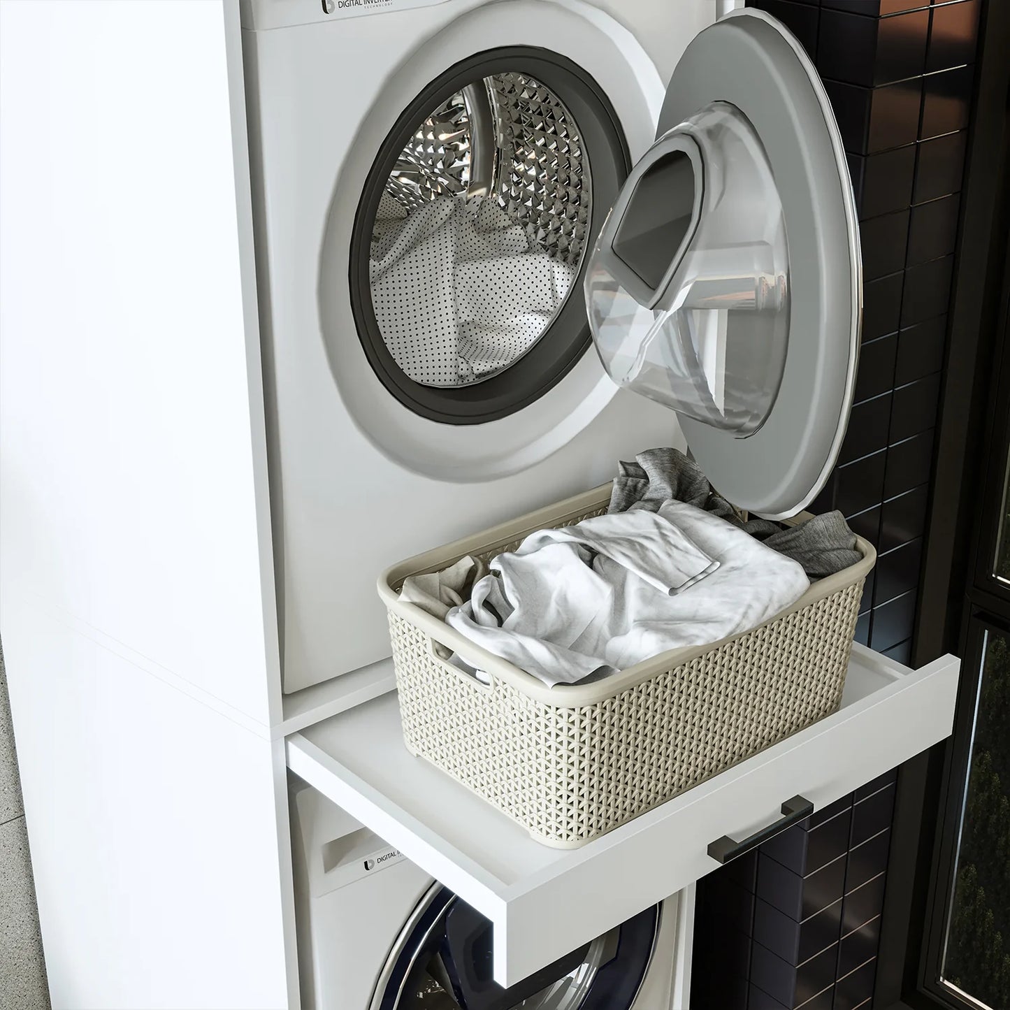 Roomart Duo - Washing Machine Cabinet With Pull-Out Shelf