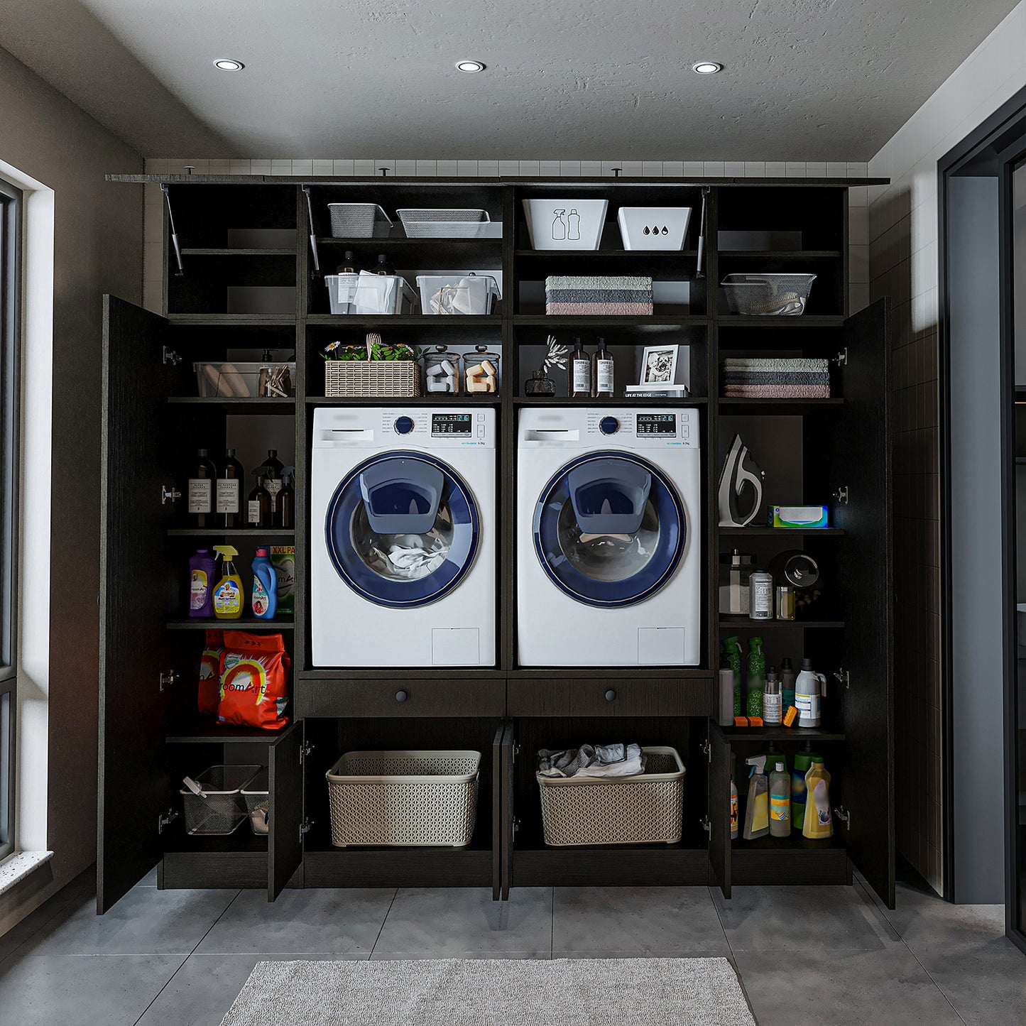 Roomart 1000 Luxe Line — Twin Washer & Dryer with Matching Side Cabinets