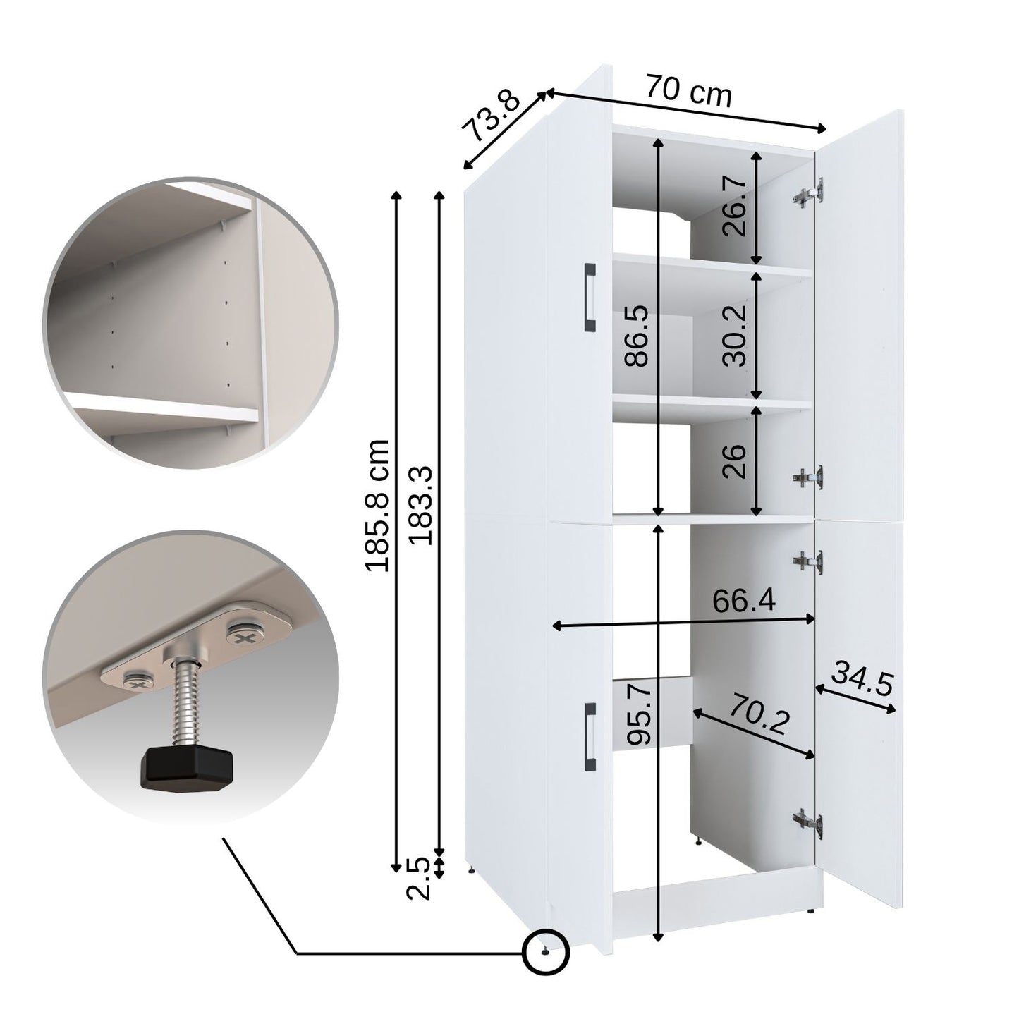 Roomart Dora Flex - 2-in-1 Cabinet for Washing Machine with Storage Shelves or Dryer Stacker