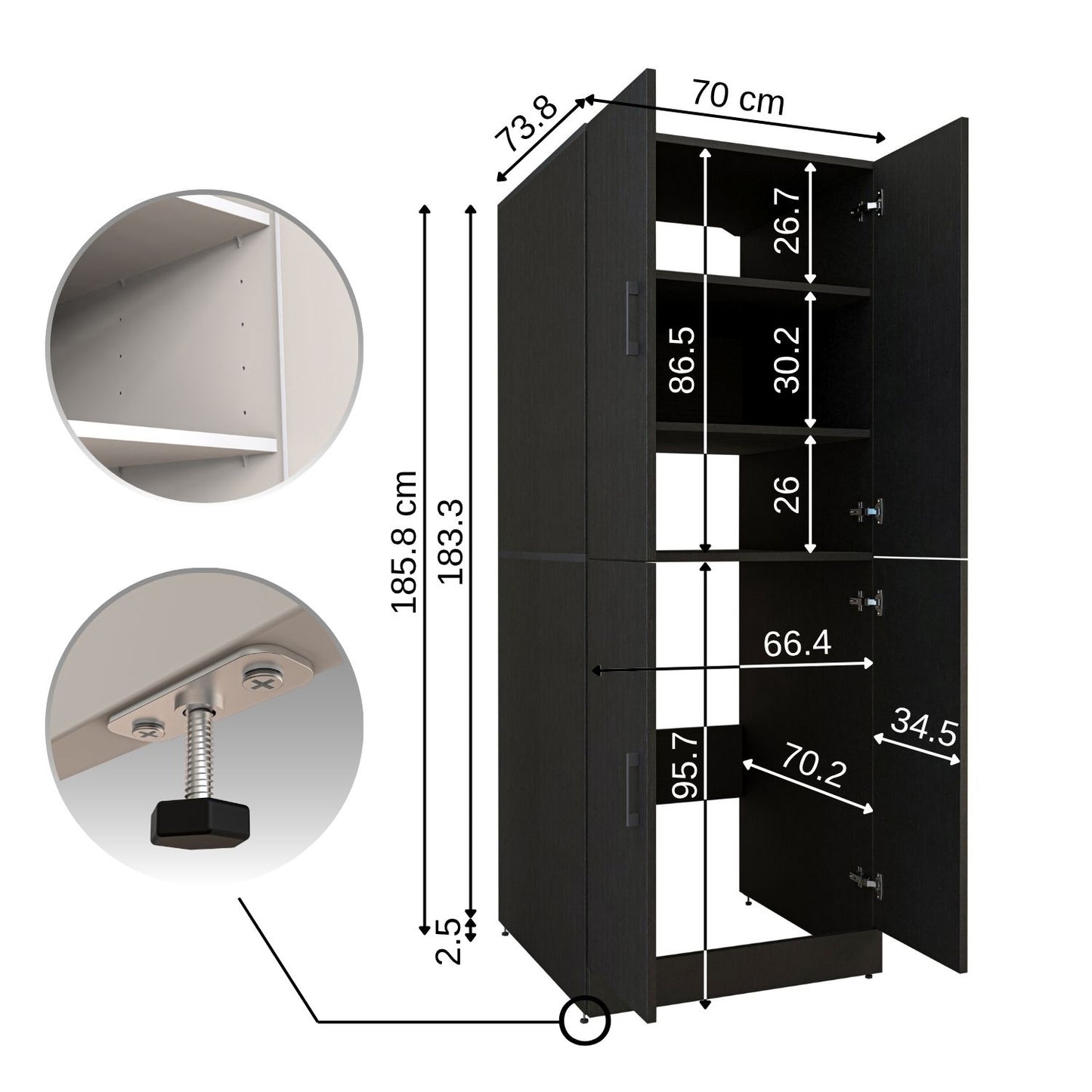 Roomart Dora Flex - 2-in-1 Cabinet for Washing Machine with Storage Shelves or Dryer Stacker