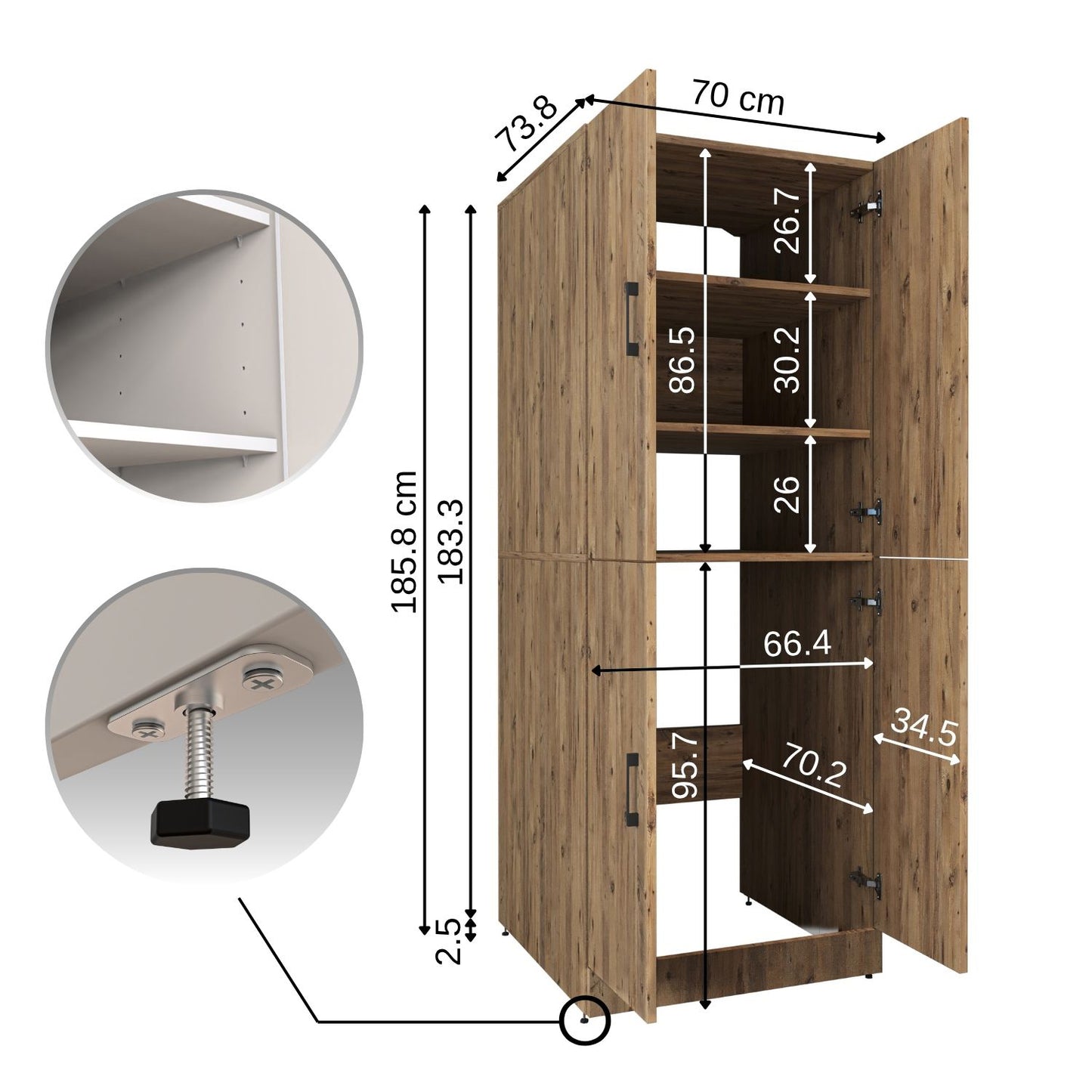 Roomart Dora Flex - 2-in-1 Cabinet for Washing Machine with Storage Shelves or Dryer Stacker