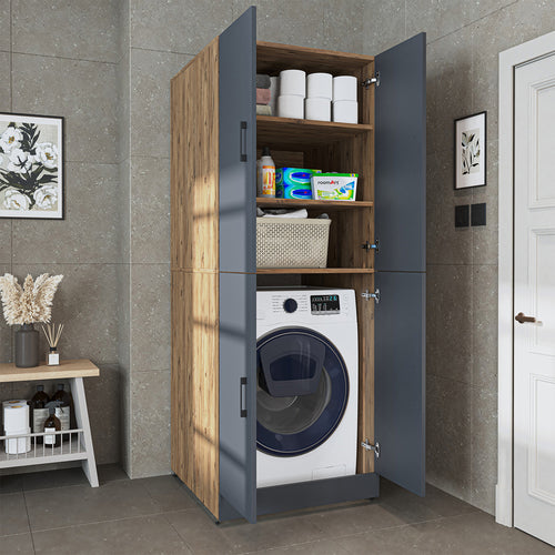 Roomart Dora Flex - 2-in-1 Cabinet for Washing Machine with Storage Shelves or Dryer Stacker