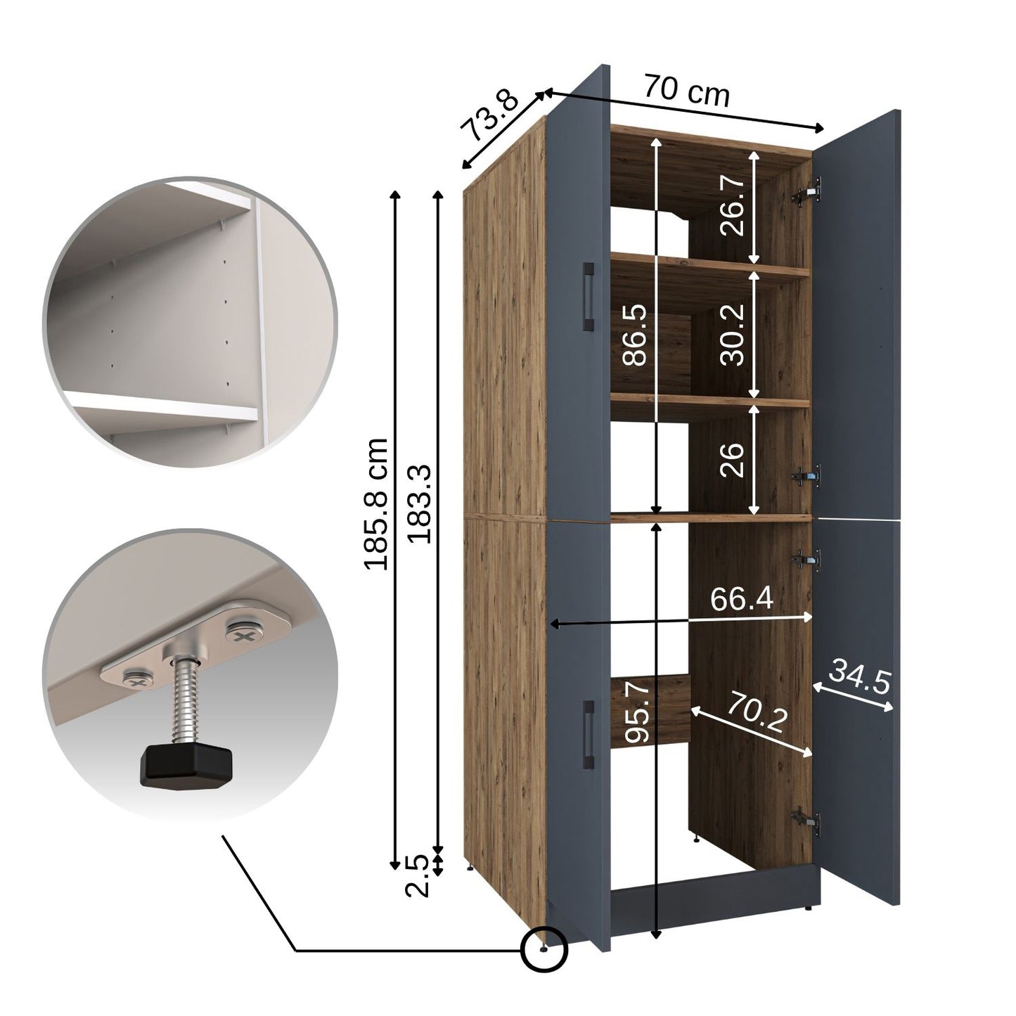 Roomart Dora Flex - 2-in-1 Cabinet for Washing Machine with Storage Shelves or Dryer Stacker
