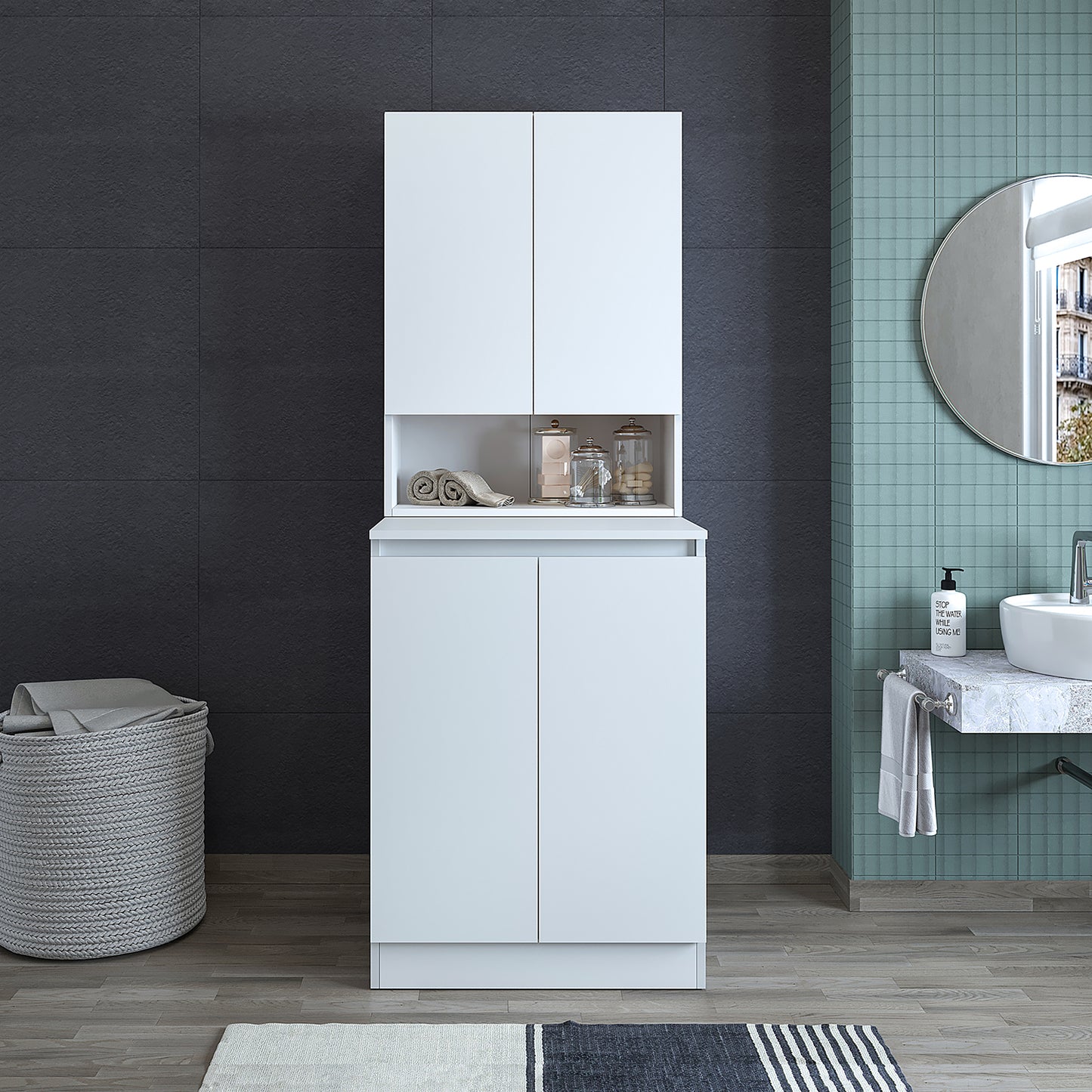 Roomart Atlantic - Washing Machine Cabinet with Top Cupboard