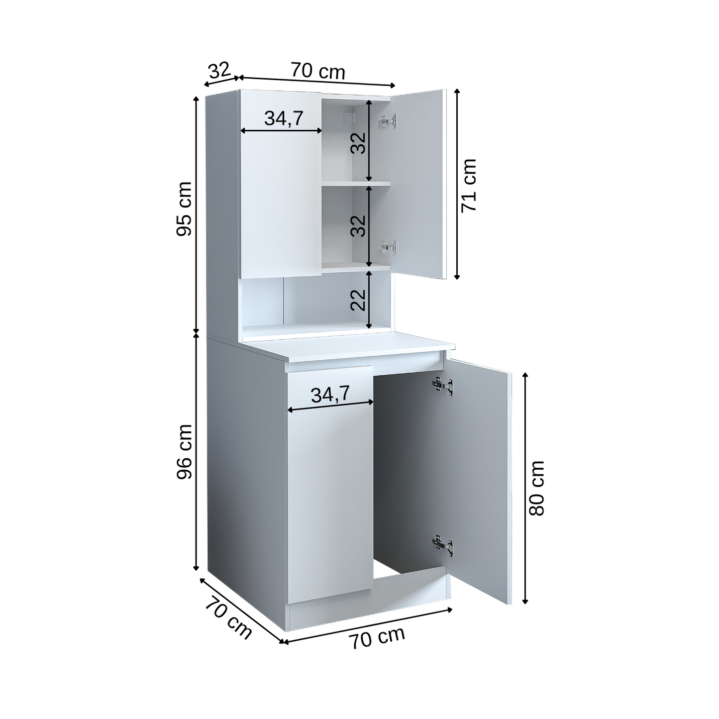 Roomart Atlantic - Washing Machine Cabinet with Top Cupboard