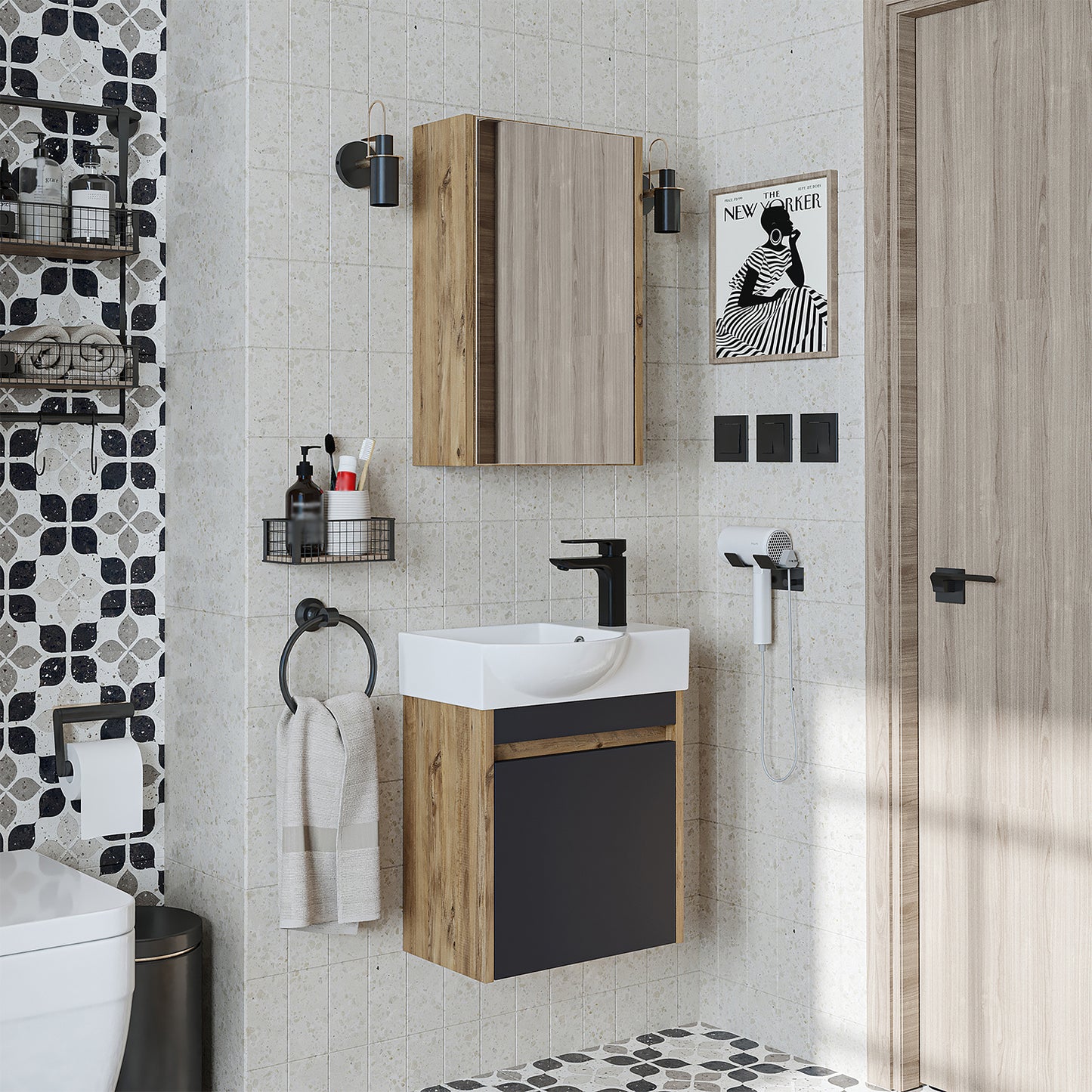 Roomart Leo Vanity Unit with Mirror Cabinet Set