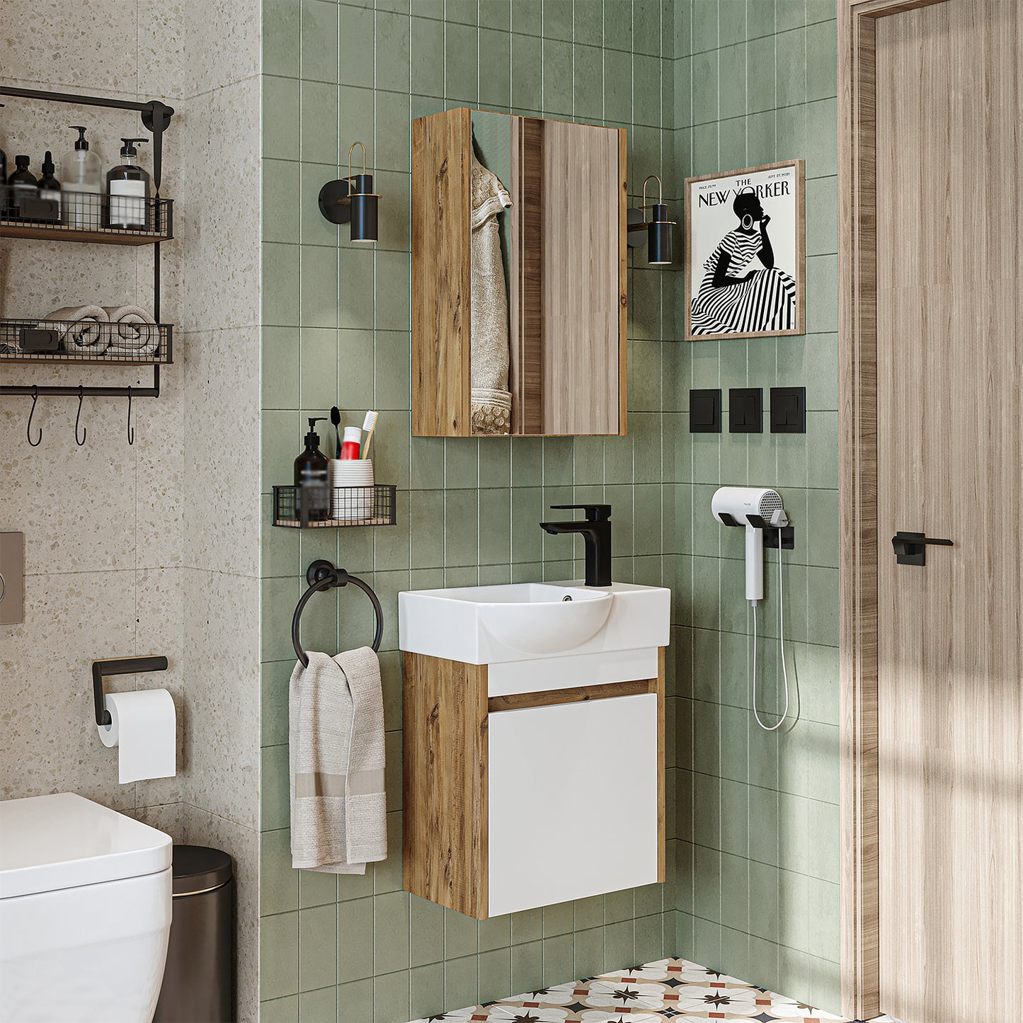 Roomart Leo Vanity Unit with Mirror Cabinet Set