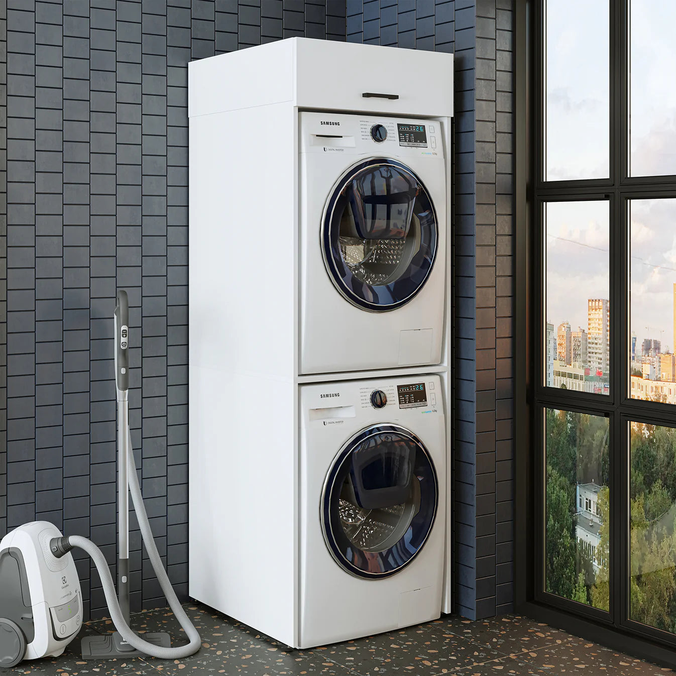 Roomart Duo - Washing Machine Cabinet With Bench Top Cabinet