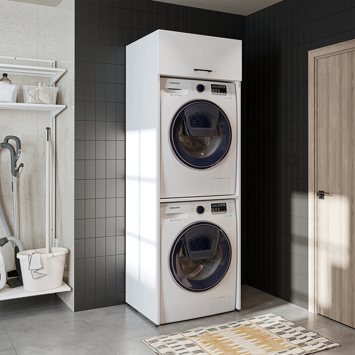 Roomart Duo - Washing Machine Cabinet With Bench Top Cabinet