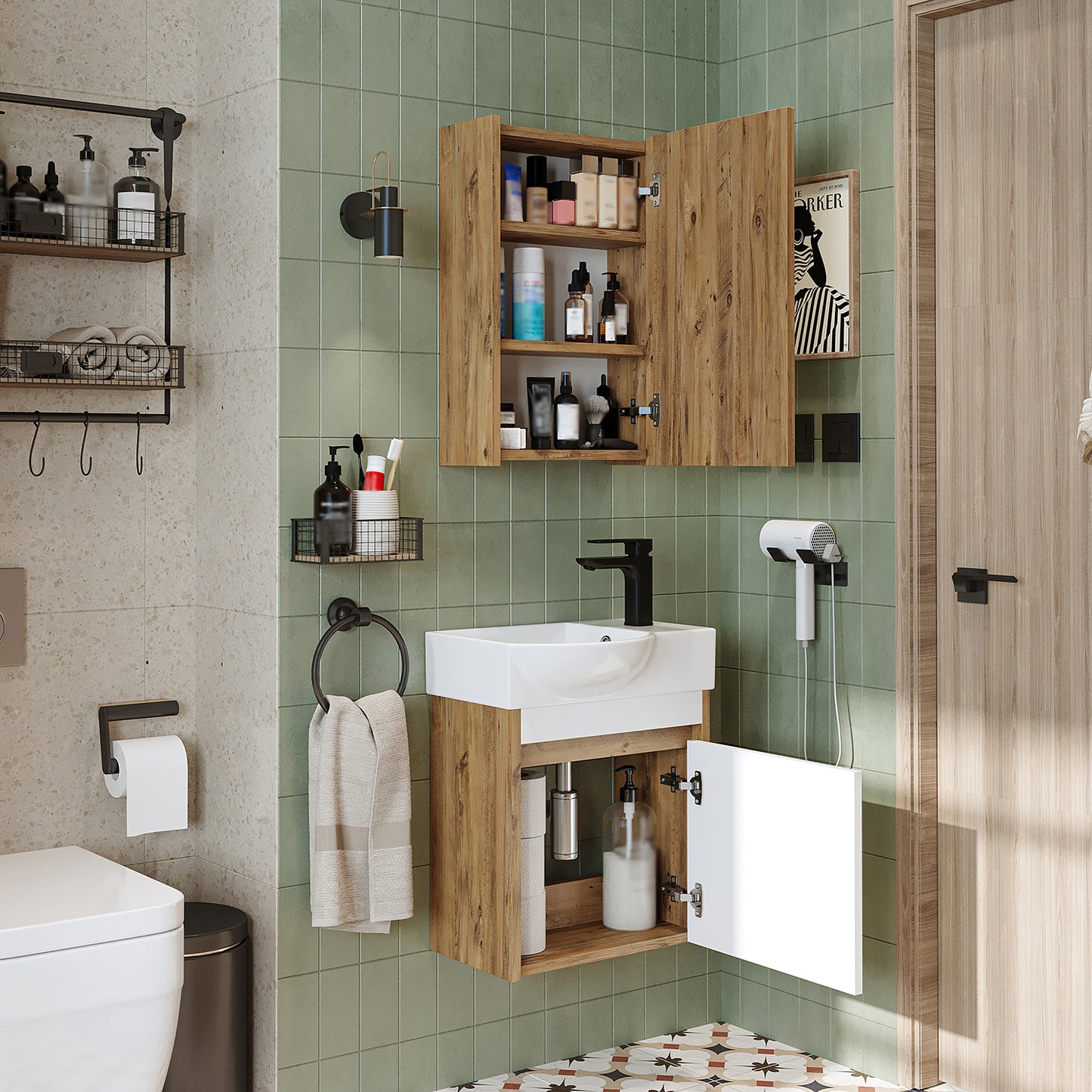 Roomart Leo Vanity Unit with Mirror Cabinet Set