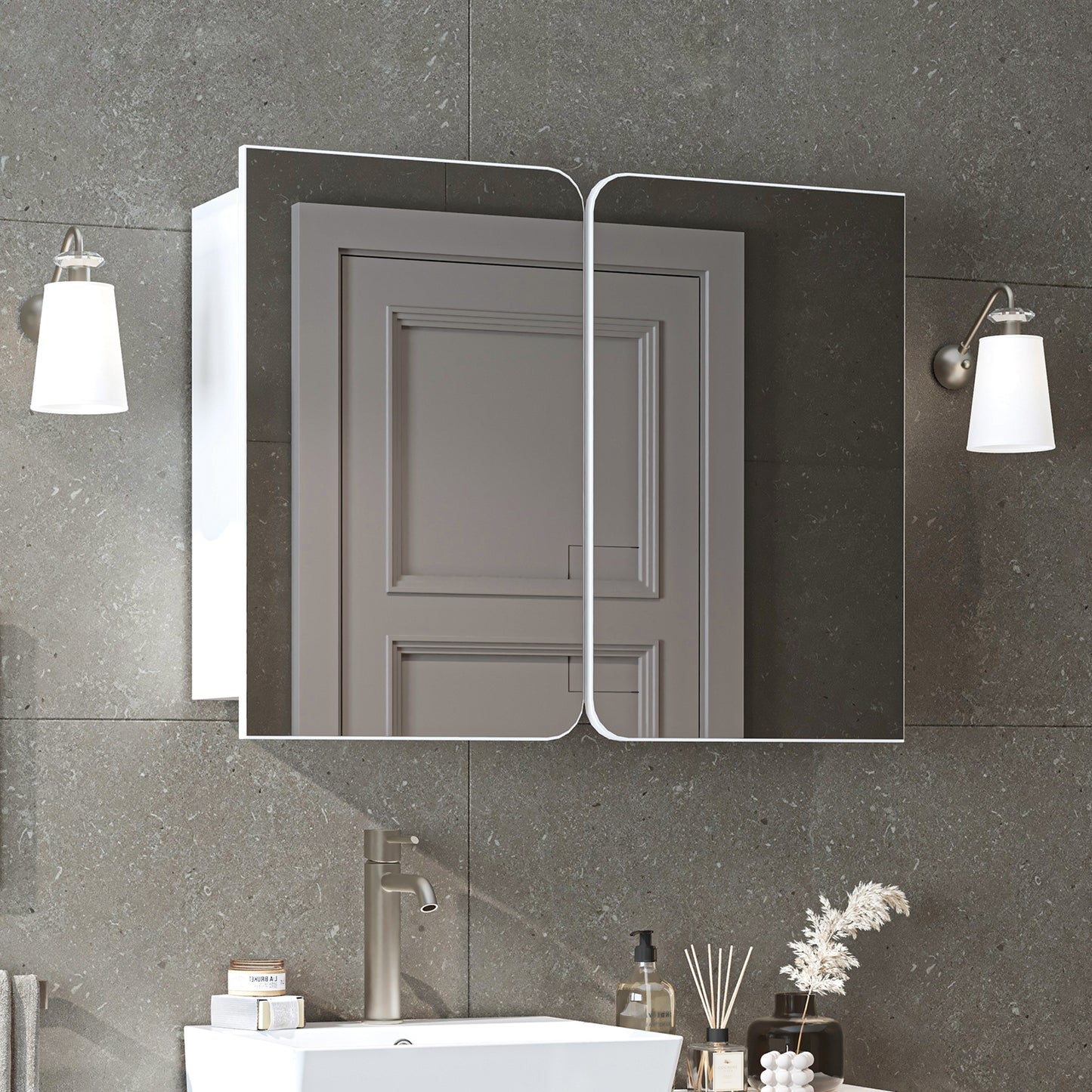 Roomart Dubai - Double Door Bathroom Mirror Cabinet - 90cm