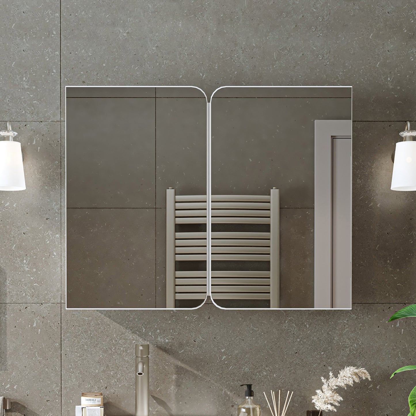 Roomart Dubai - Double Door Bathroom Mirror Cabinet - 90cm