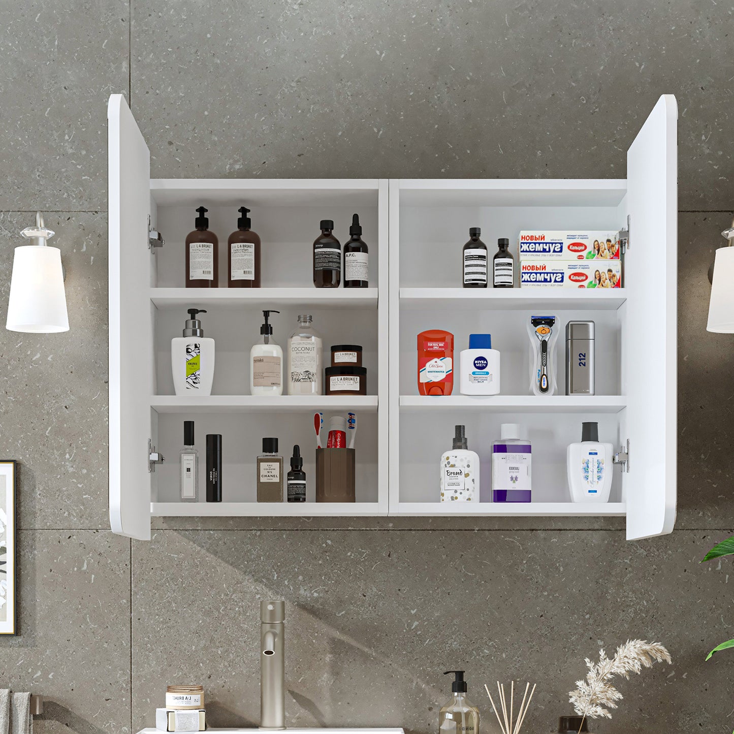 Roomart Dubai - Double Door Bathroom Mirror Cabinet - 90cm