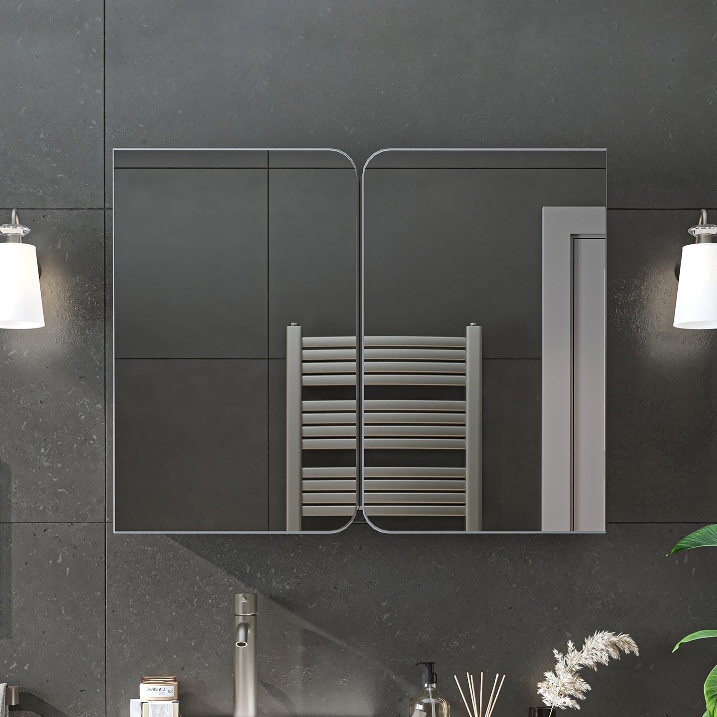 Roomart Dubai - Double Door Bathroom Mirror Cabinet - 90cm