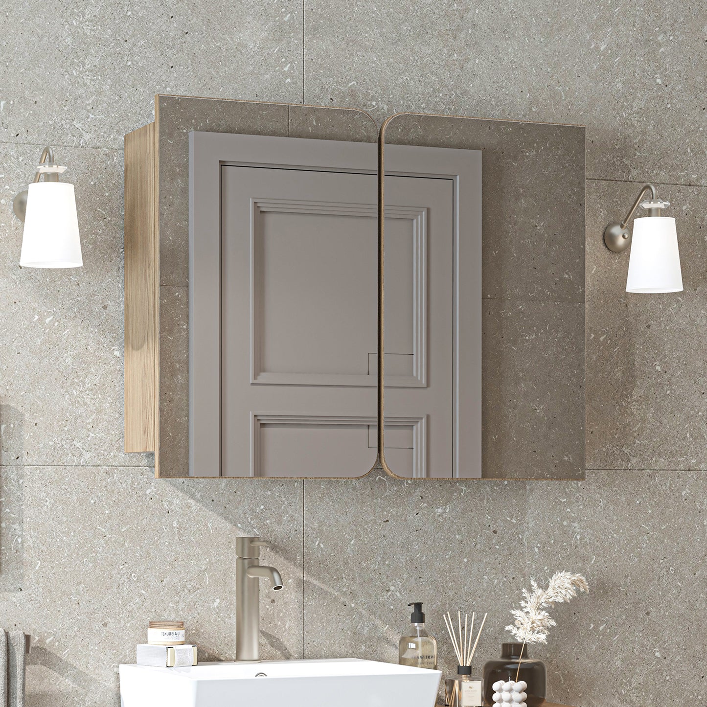 Roomart Dubai - Double Door Bathroom Mirror Cabinet - 90cm