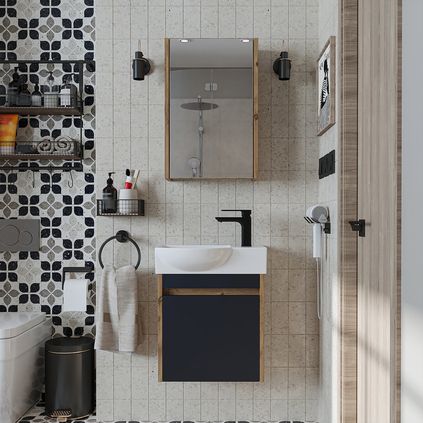Roomart Leo Vanity Unit with Mirror Cabinet Set