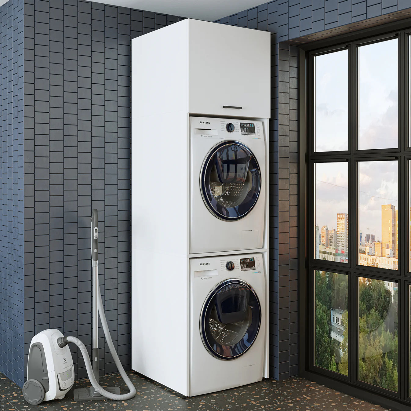 Roomart Duo - Washing Machine Cabinet With Bench Top Cabinet