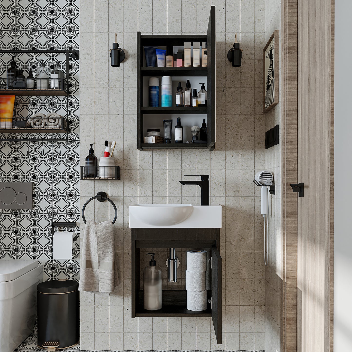 Roomart Leo Vanity Unit with Mirror Cabinet Set